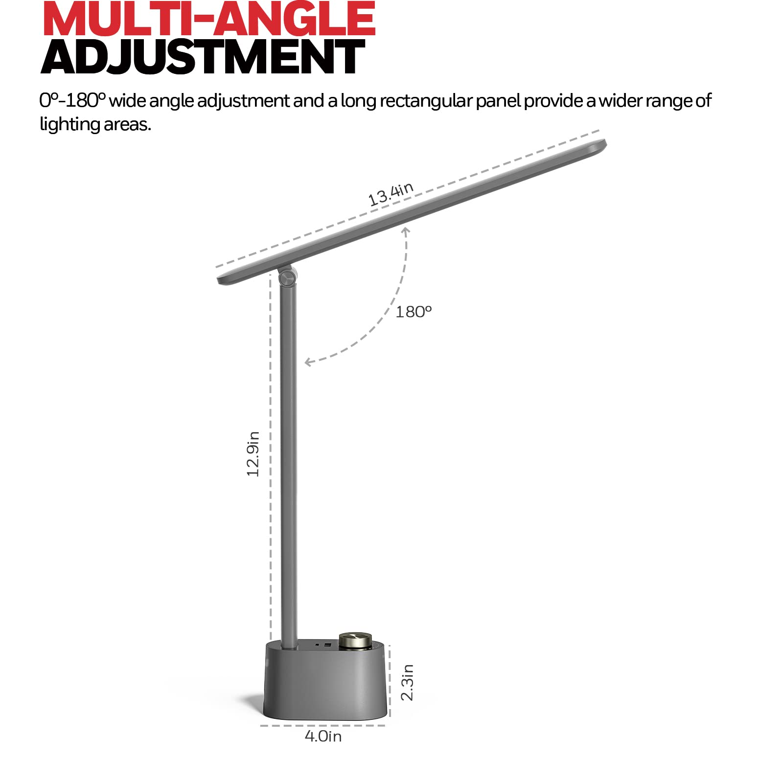 Honeywell LED Desk Lamp - H01 Pro Sunturalux™ Dimmable Light with USB Charging, Gray