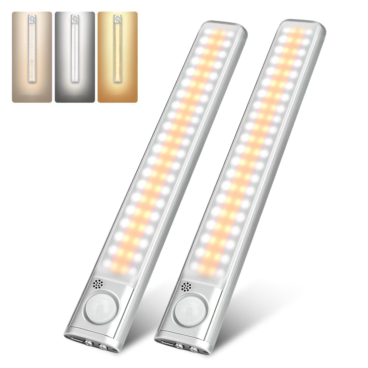 Under Cabinet Lighting  80 LED Motion Sensor Light Indoor  Rechargeable Closet Light  3 Color Temps Under Cabinet Lights  Wireless Dimmable Under Counter Lights for Kitchen  Pantry (2 Pack)