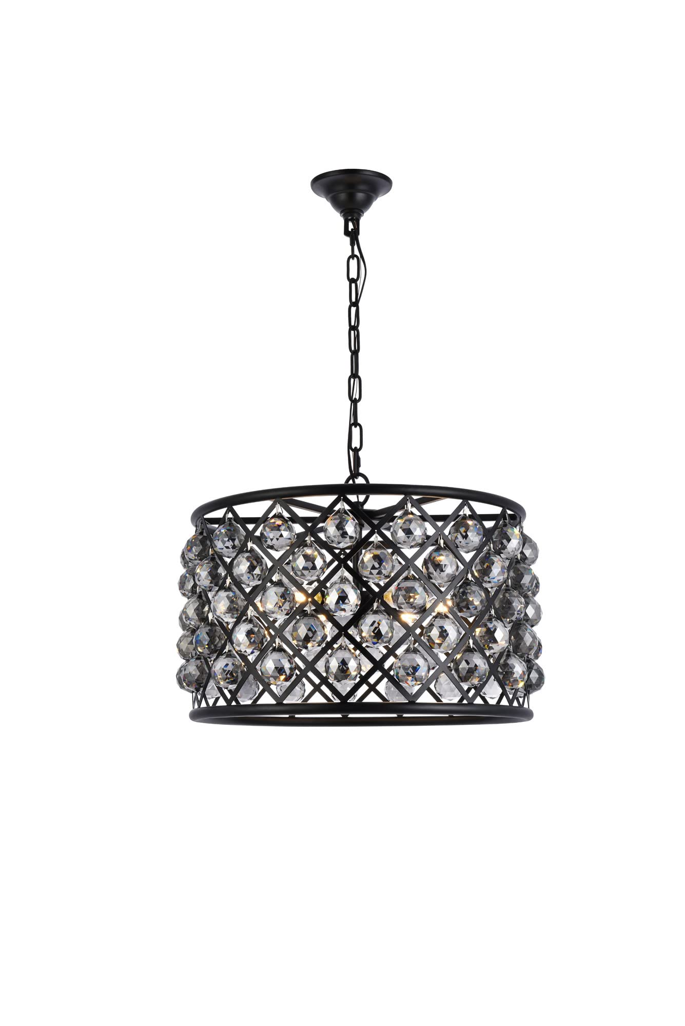 Elegant Lighting Madison Collection 6-Light Pendant Lamp with Royal Cut Silver Shade Crystals, Mocha Brown Finish