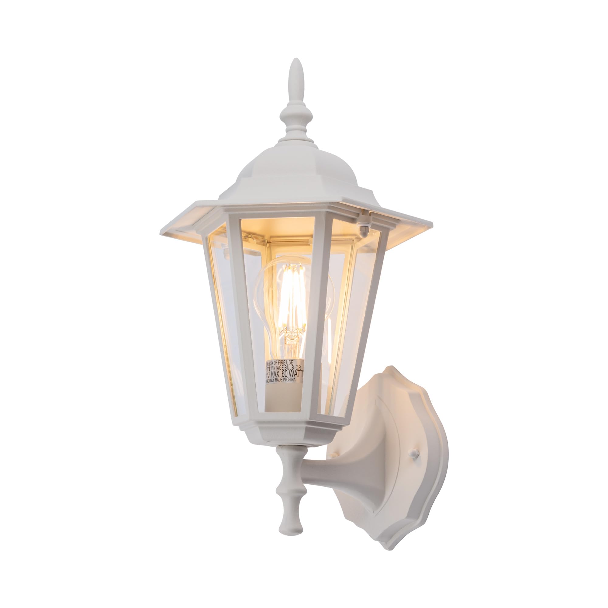 GRUENLICH Outdoor Wall Lantern, Waterproof Aluminum Sconce, E26 Base, White Finish, 1 Pack, Model GR-WL003