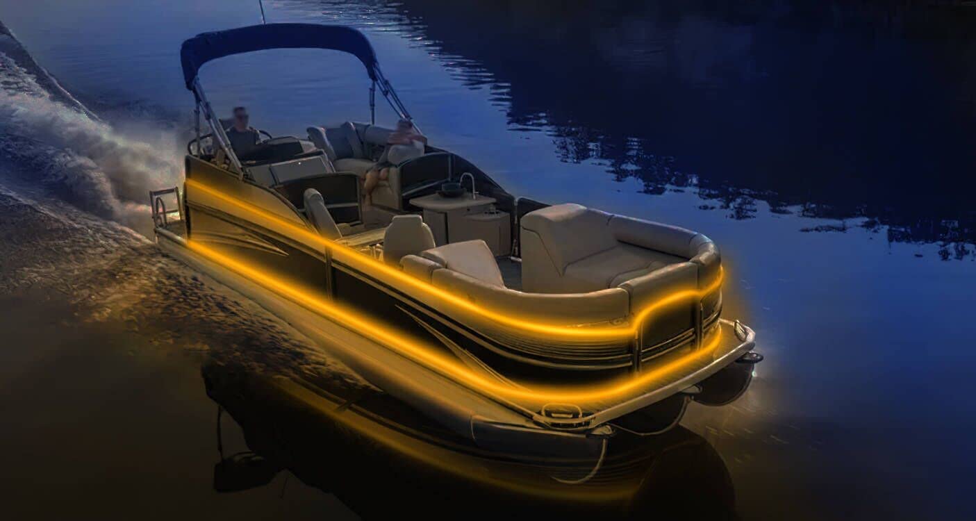 Vbakor 12V Waterproof Pontoon LED Strip Lights, 5M Amber Marine Light for Boats, Model VH284605