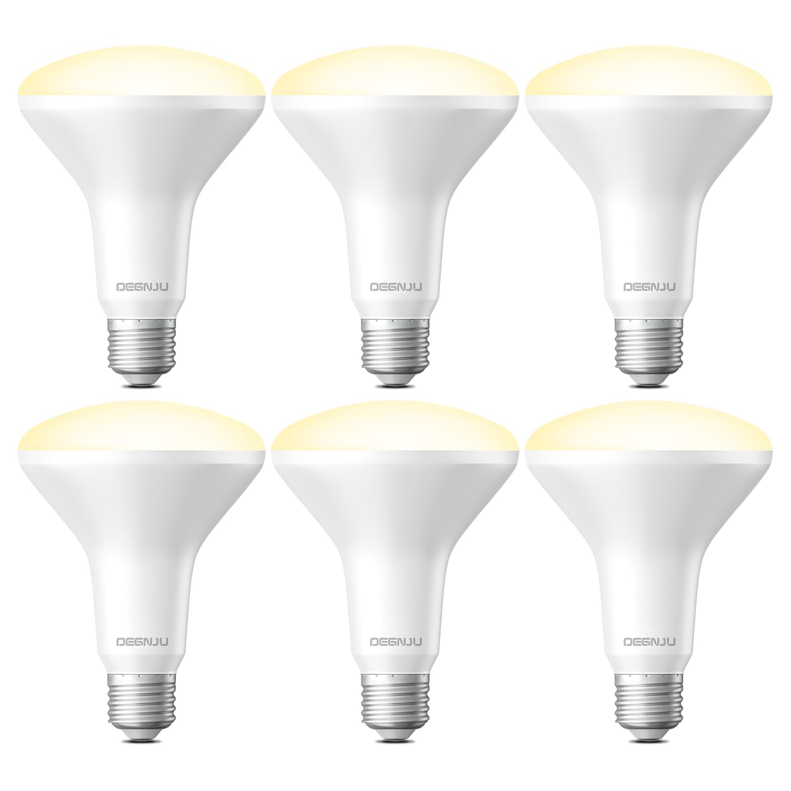 Degnju 6 Pack Br30 Led Recessed Light Bulb, Dimmable Indoor Flood Light Bulbs Cri80 7W Equivalent 65W 2700K Soft White 650 Lumens, 15000 Lifetime Hours E26 Base Led Can Light Bulb, Flicker-Free