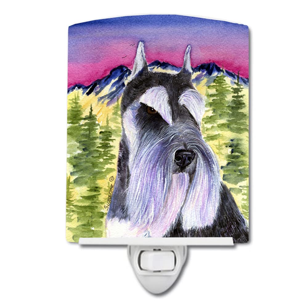 Caroline'S Treasures Ss8340Cnl Schnauzer Ceramic Night Light Compact, Ul-Certified, Ideal For Bedroom, Bathroom, Nursery, Hallway, Kitchen, 6X4X3, Multicolor