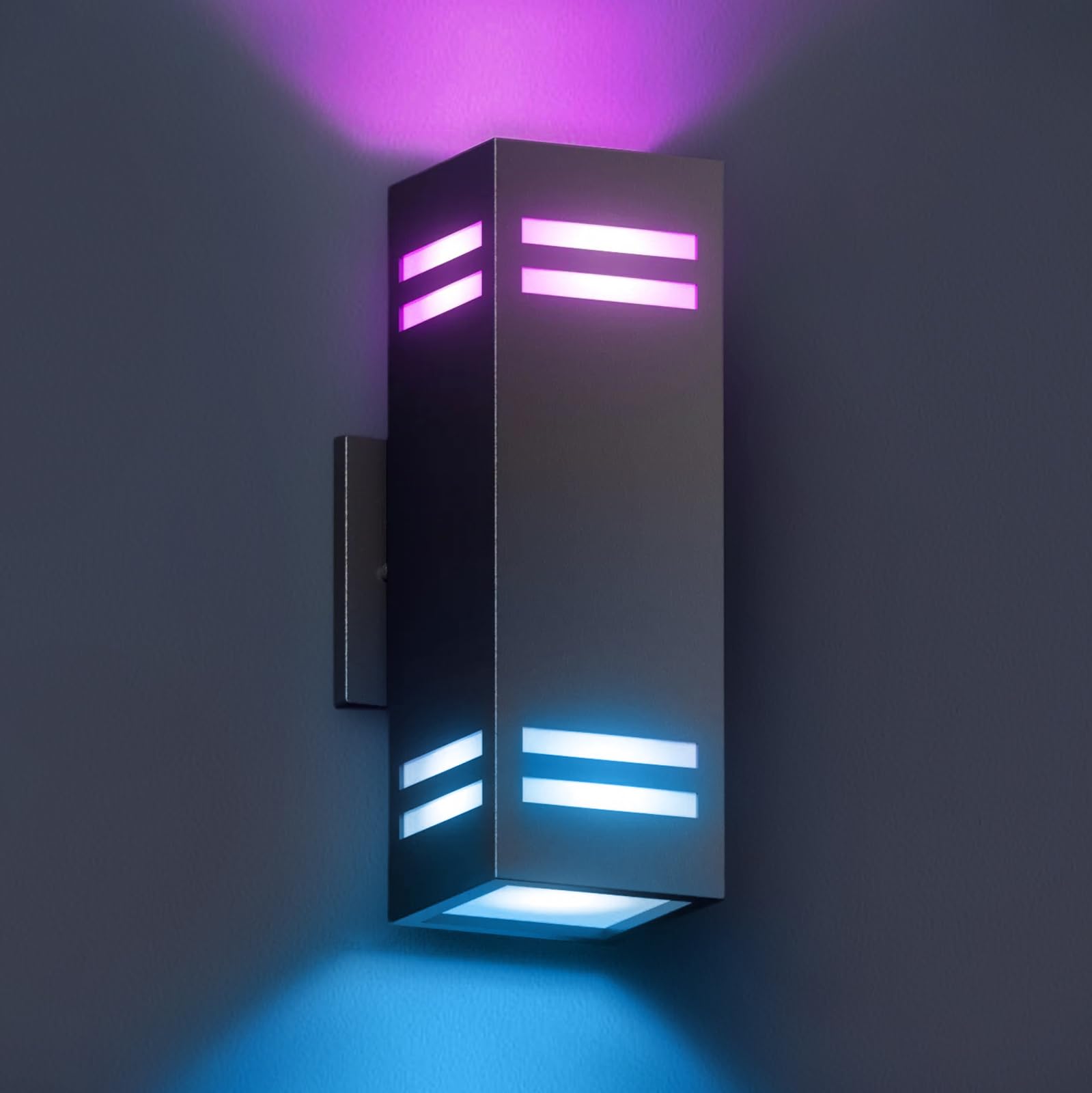 KIZON Smart Porch Lights Color Changing, Ambience RGB WiFi Outdoor Sconce Lights App Control Black Exterior Light Fixture for Ho