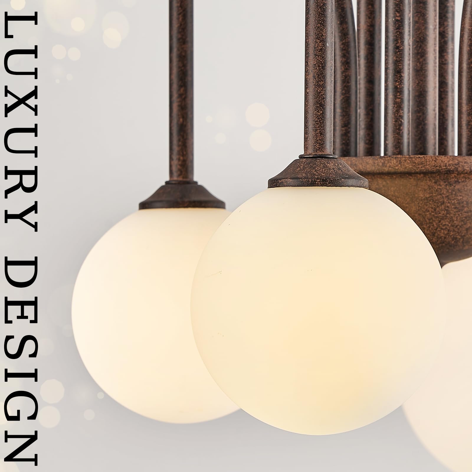 CATINER Sputnik Chandelier, 6 Lights, Brown Bronze Metal, Mid Century, 40” Globe Shades, Modern Ceiling Pendant Light for Dining Room