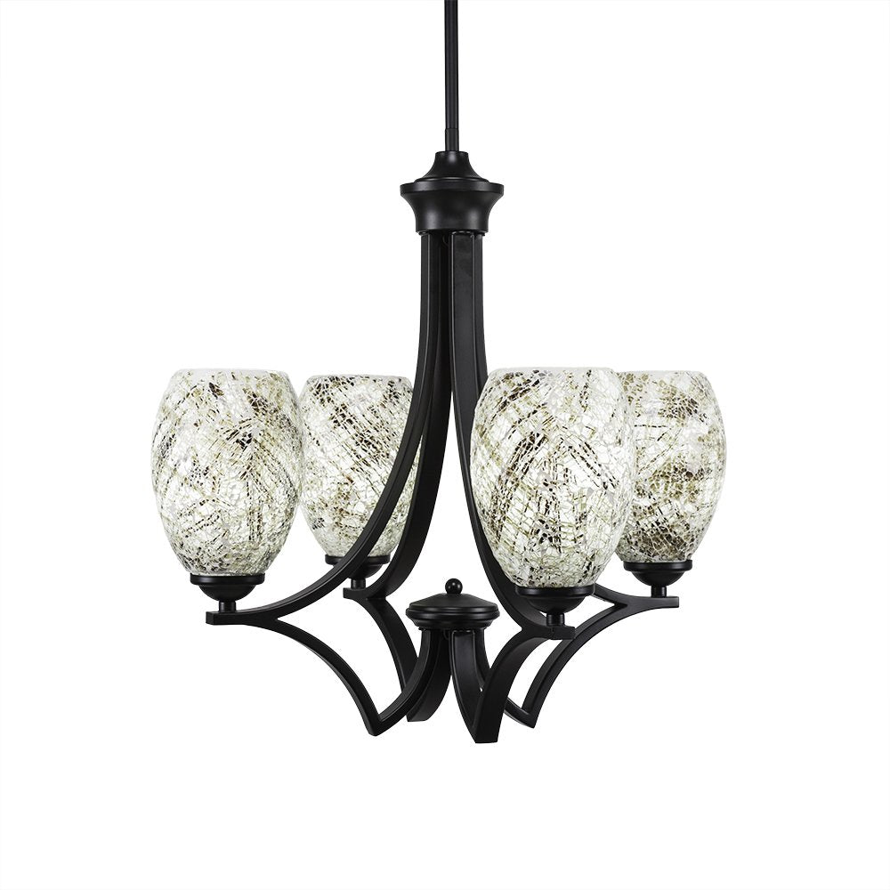 Toltec Lighting Zilo 4 Light Chandelier in Matte Black (564-MB-5054)
