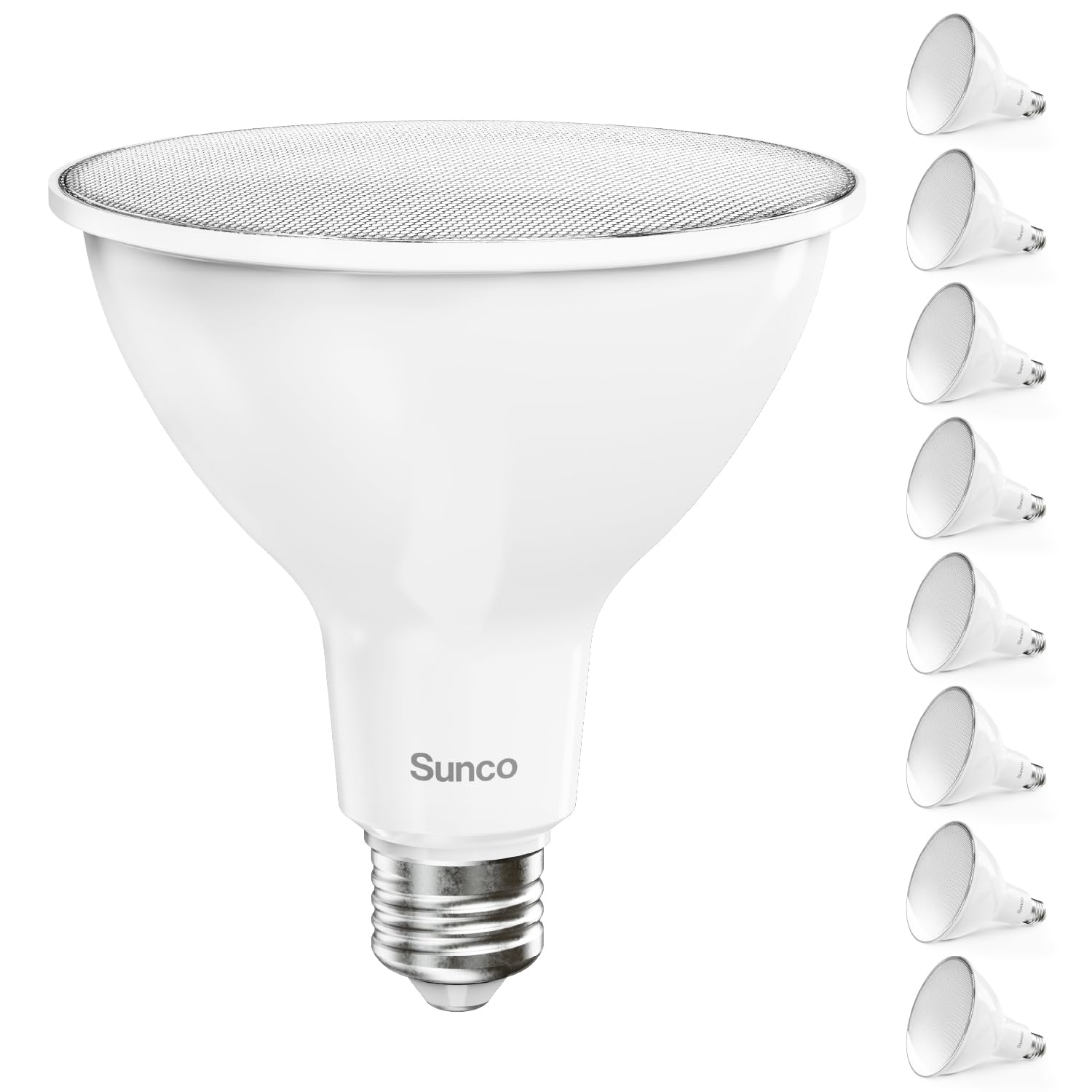 Sunco Lighting 8 Pack PAR38 LED Flood Light Outdoor Bulb, Waterproof Bright Dimmable 13W=100W, 5000K Daylight, 1050lm, E26 Base 
