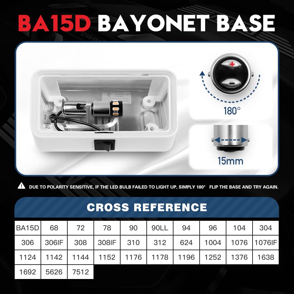 Vehicode 1076 1142 Warm White Led Bulbs Rv Interior Dome Light 1004 90 12V Ba15D Marine Navigation Courtesy Lamp Replacement 68 72 78 94 96 104 1176 For Camper Travel Trailer Motorhome Boat (4 Pack)