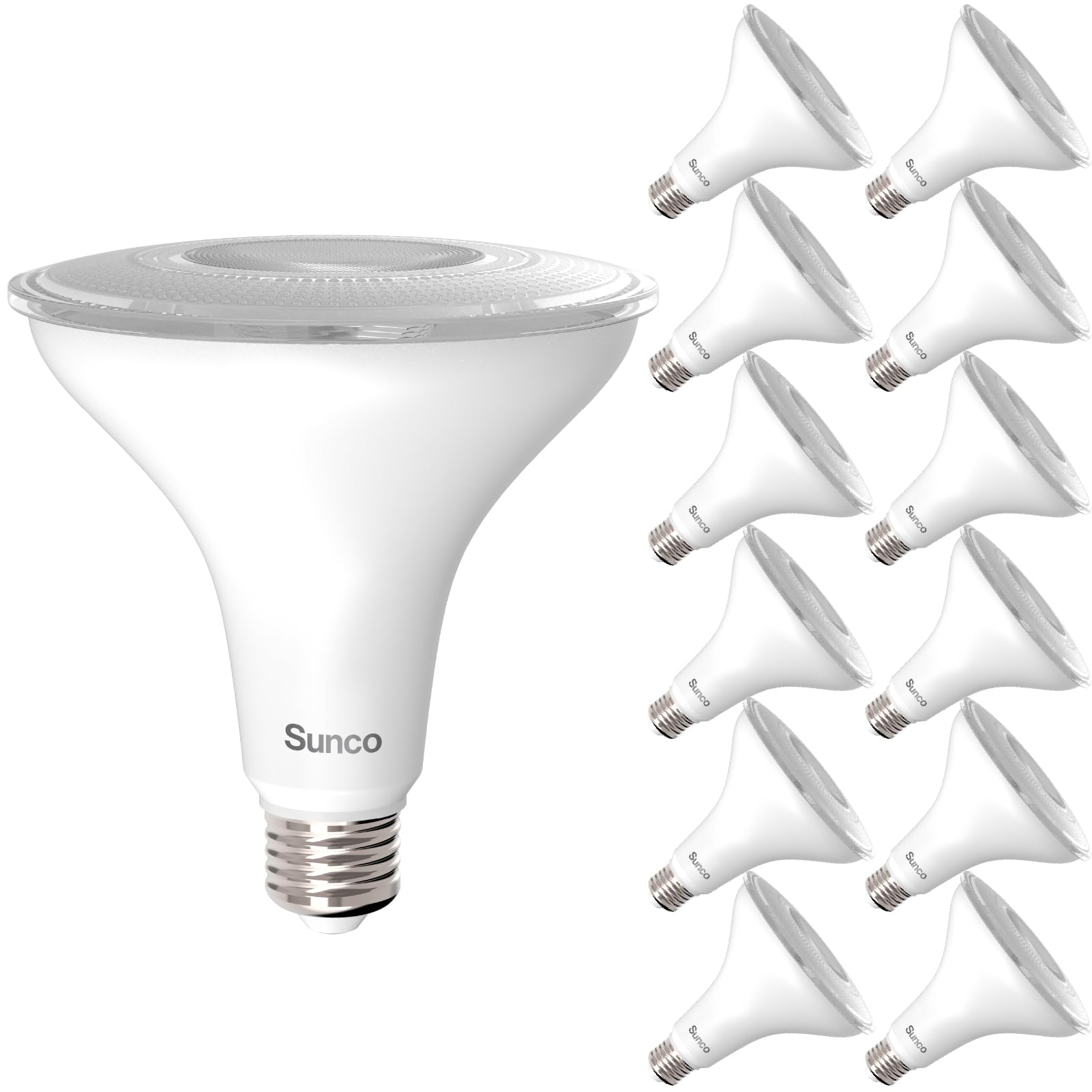 Sunco 12 Pack Outdoor Flood Light Bulb Led Par38, Exterior Spotlight Bulbs, Weatherproof, 1050 Lm, 13W (100W Equivalent), 6000K