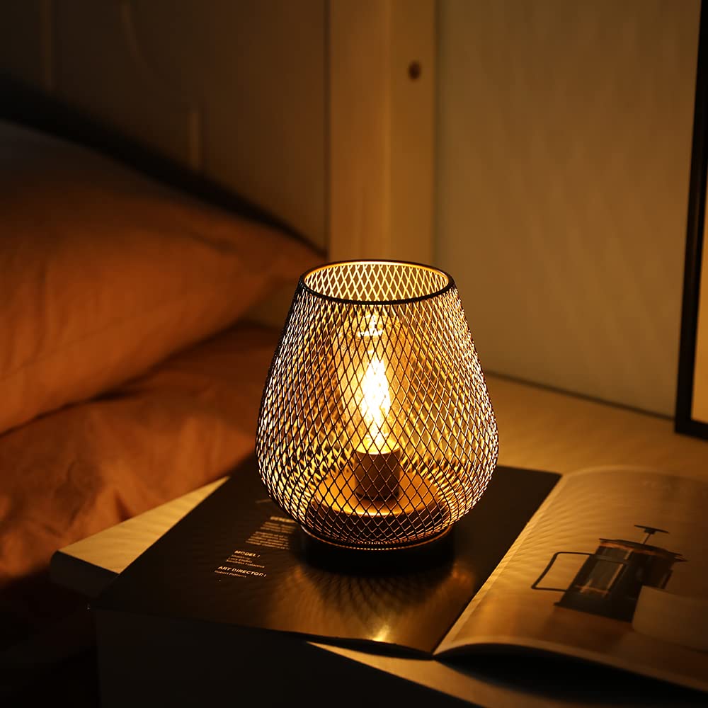 Jhy Design Metal Cage Led Lantern Battery Powered Cordless Accent Light With Led Great For Weddings Parties Patio Events For Ind