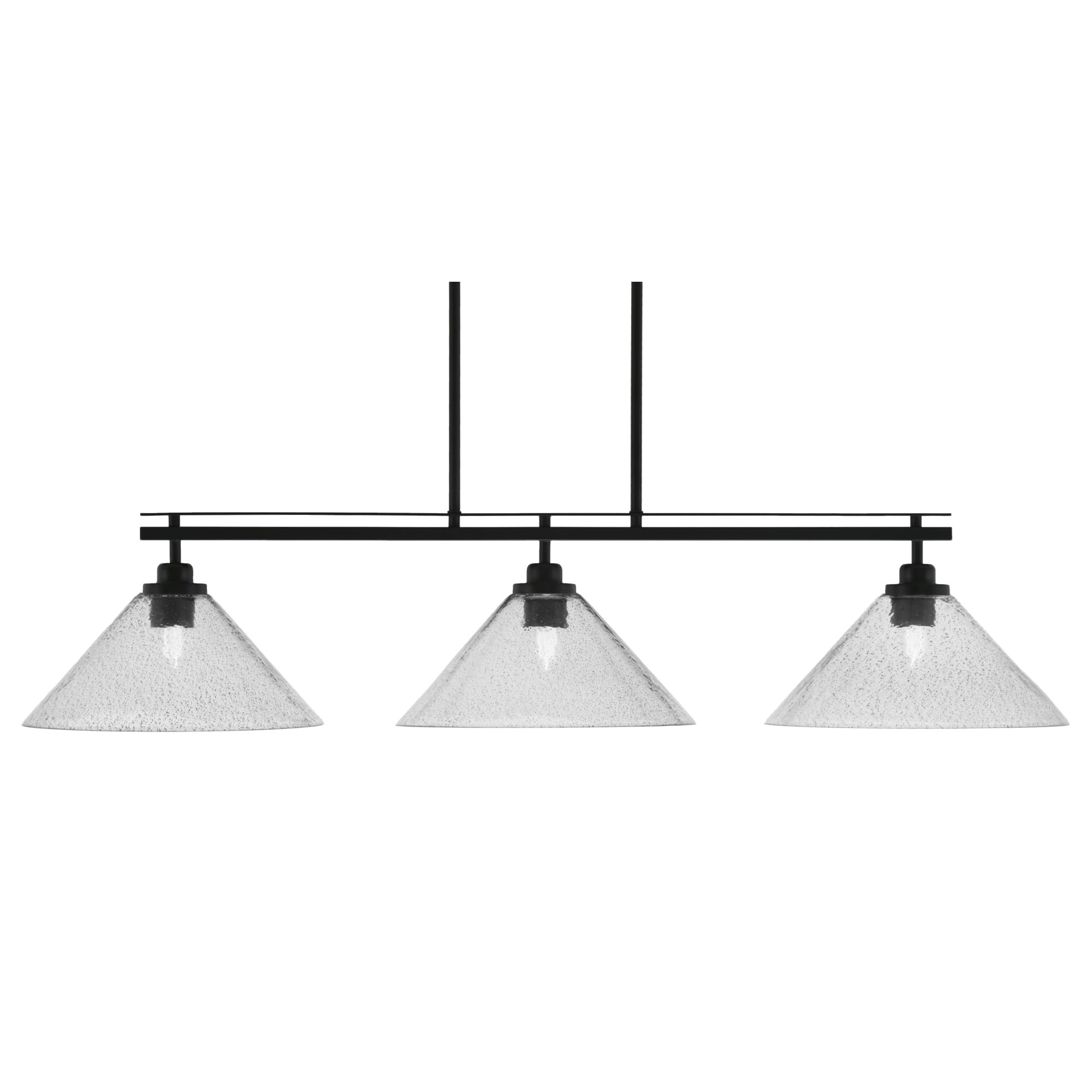 Toltec Lighting Odyssey 3 Light Island Light, Matte Black Finish, 12in Smoke Bubble Glass