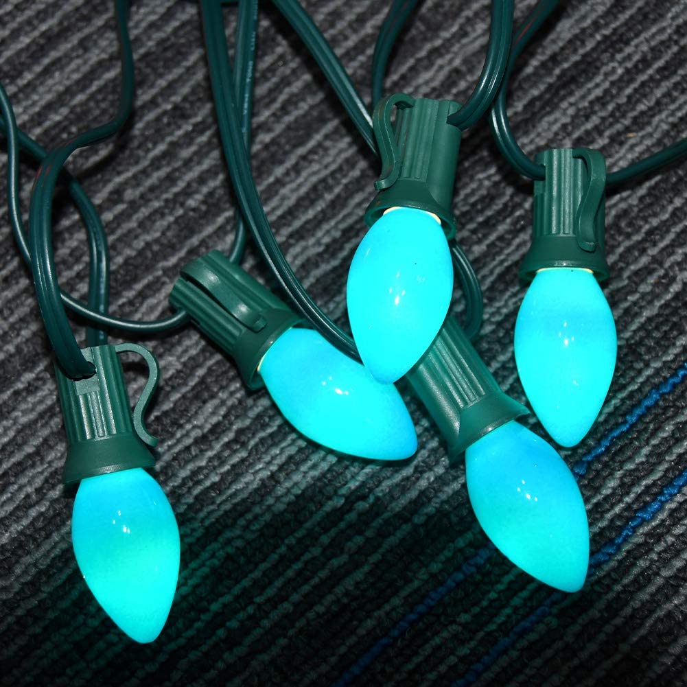 Sunsgne C7 Led Blue Replacement Christmas Light Bulbs, 0.6W Led E12 Candelabra Base Bulbs - Great For Christmas Outdoor String L