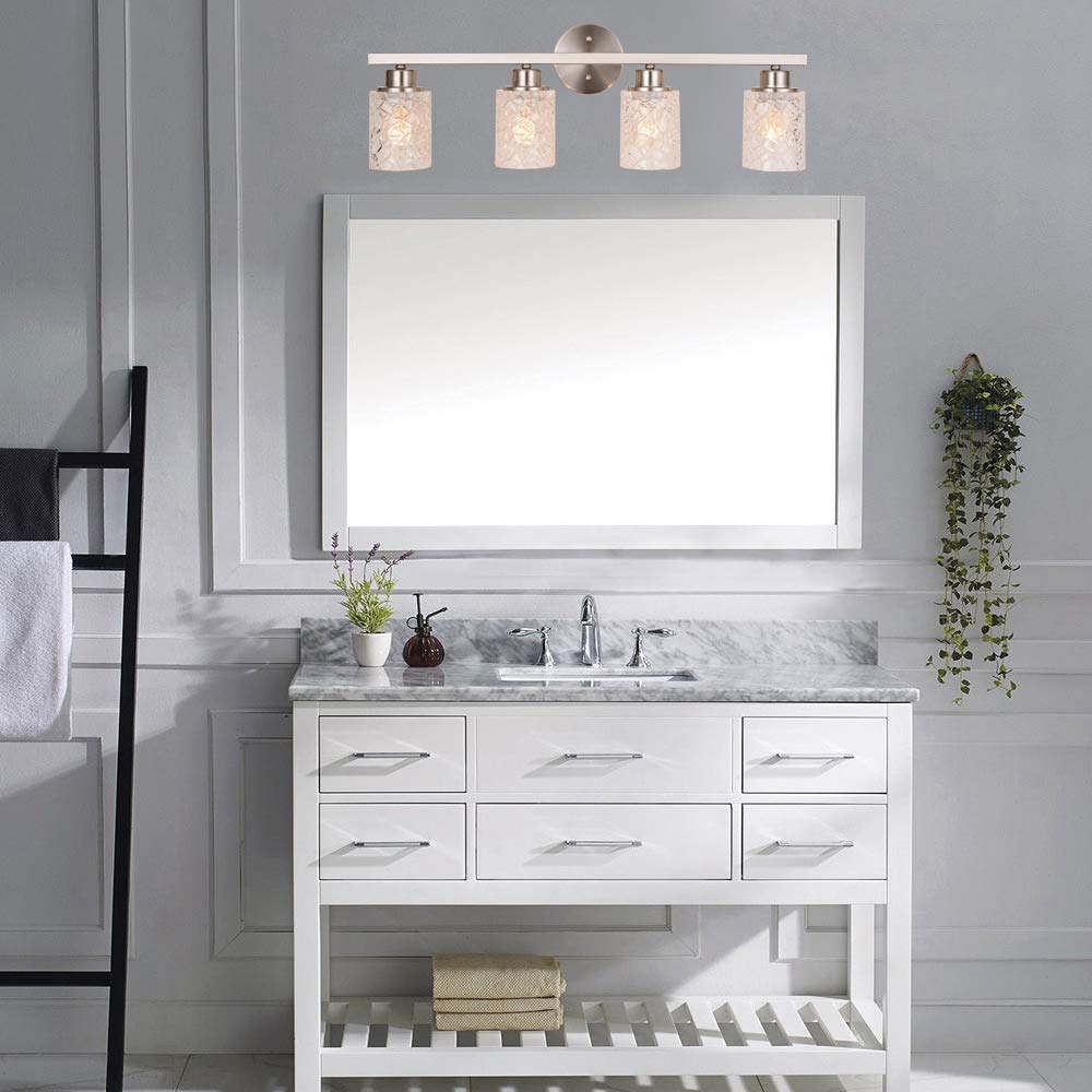 ALICE HOUSE Vanity Lights, 4 Light Wall Lighting, Brushed Nickel, ETL Listed, Model AL9082-W4
