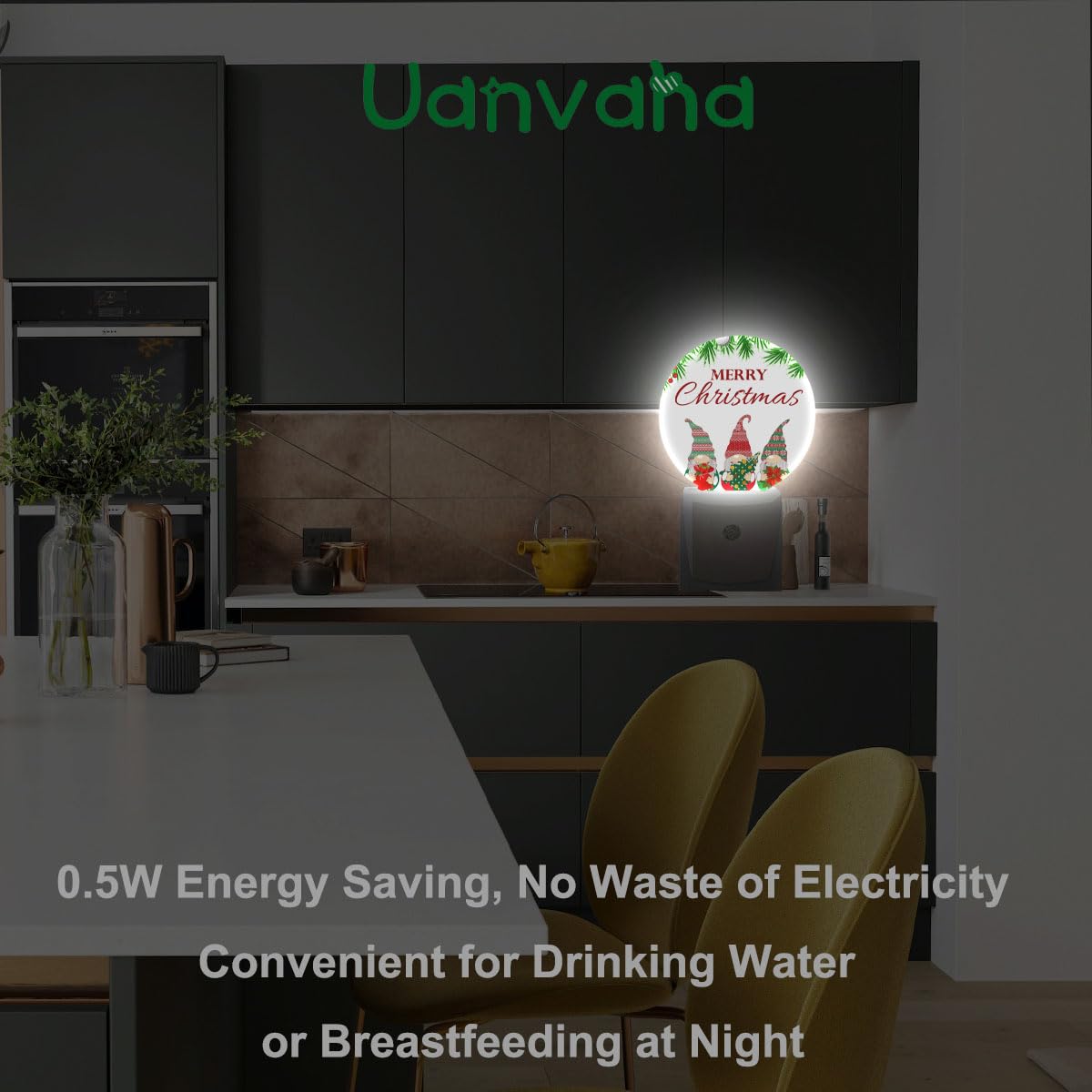Uanvaha Plug In Christmas Gnomes Night Light Cute Winter Xmas Holiday Tree Buffalo Check Plaid Nightlights Auto On/Off Dusk To D