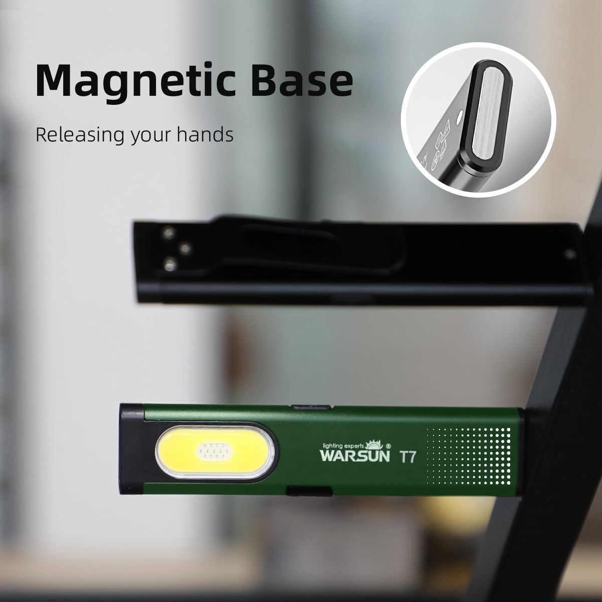 WARSUN Compact Pocket LED Flashlight - 675LM, USB-C Rechargeable, IPX4, T7 Model, Green-1Pcs