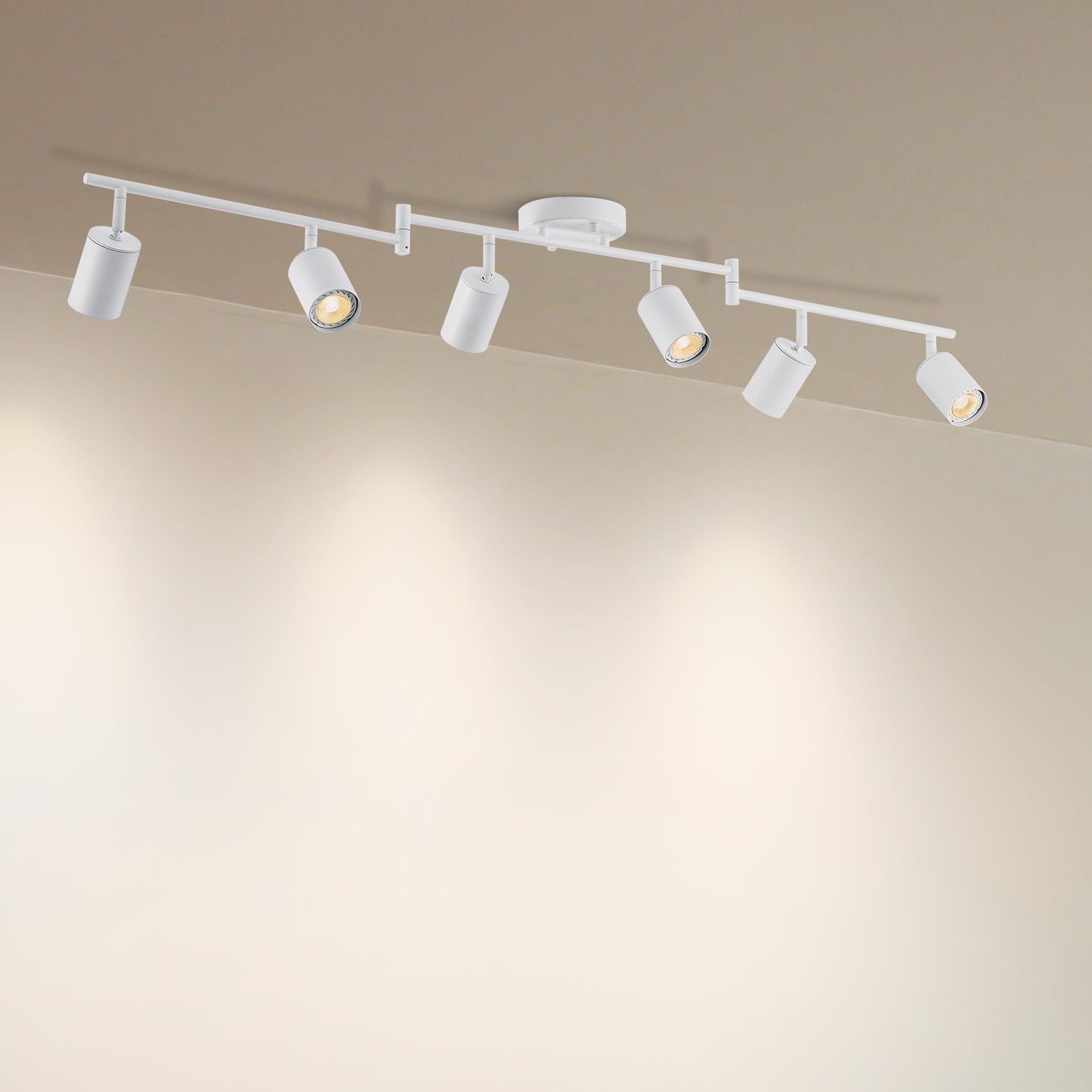 VONLUCE 6-Light Metal Track Lighting Fixture, White LED Spotlight Kit with Rotatable GU10 Bulbs for Kitchen, Office, Studio, TCL-CR06