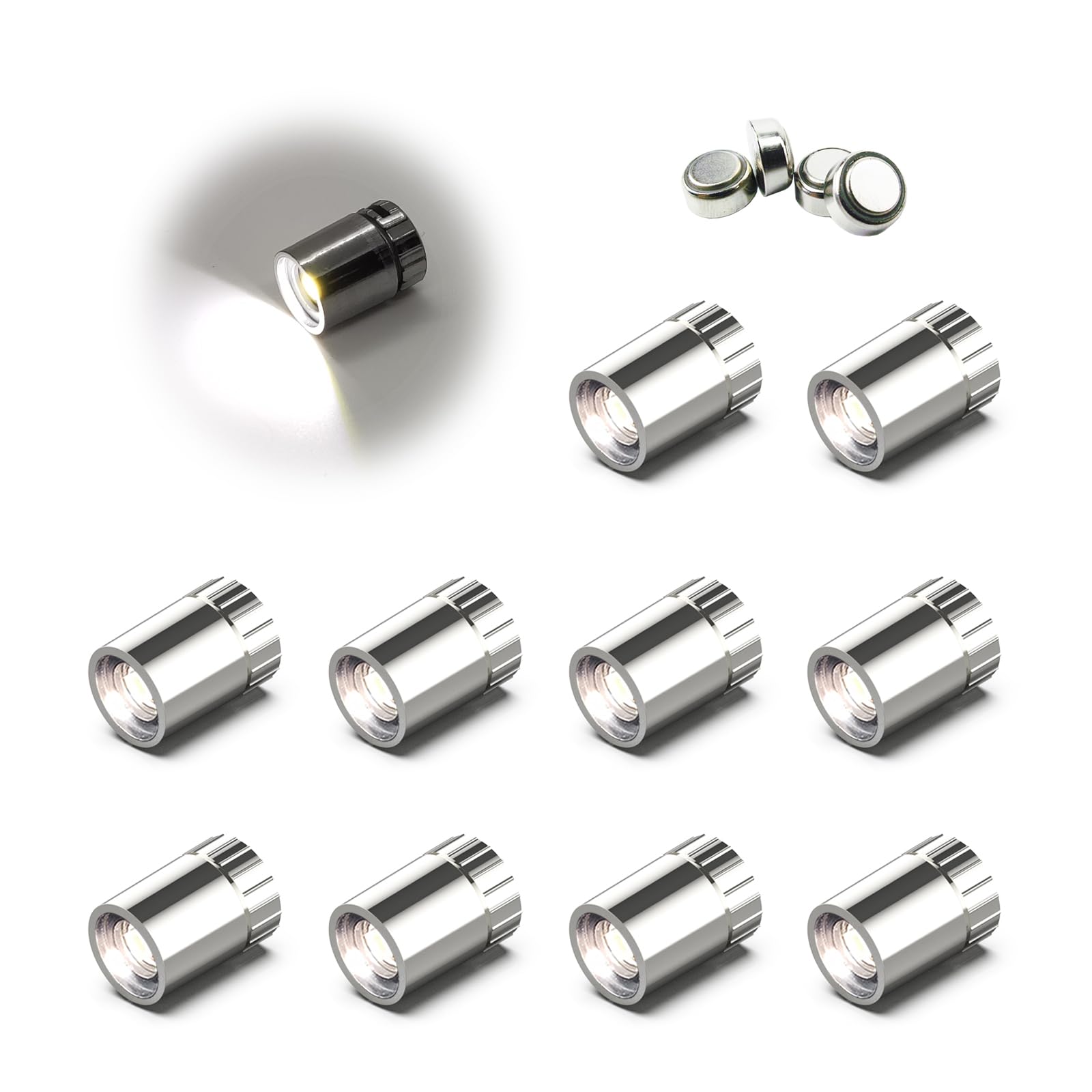 10 Pack Small Spotlight Battery Operated Led Lights, Warm White Led Wireless Miniature Spot Light For Artwork Painting,Jewelry Showcase Display,Closet,Diy Hand Craft (Cool White)