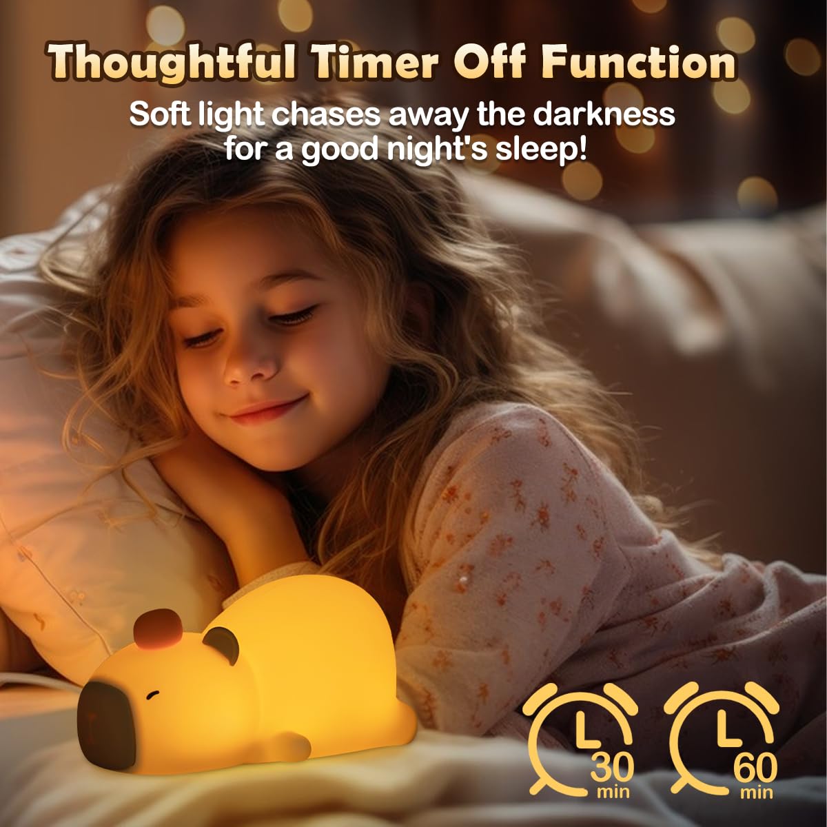 Ledholyt Night Light For Kids, Cute Silicone Lying Flat Capybara Nursery Light For Baby Room And Toddler, Rechargeable Led Anima