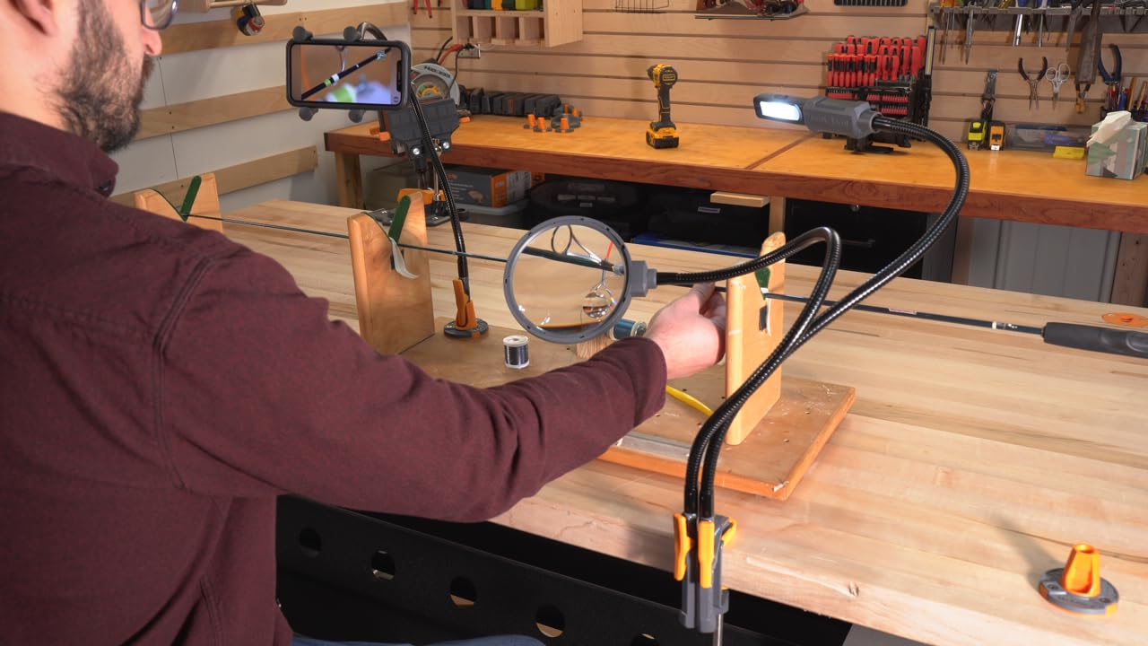 Work Iq Tools Iq Connect | Hands-Free Accessory System With 3 Bench Mounts | Includes Magnifying Glass, Rechargeable Work Light