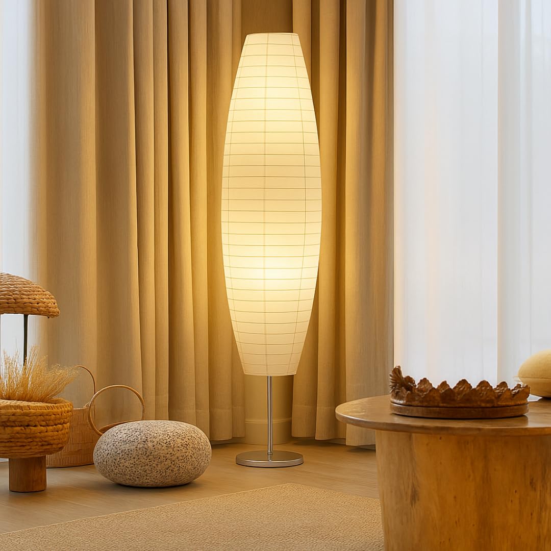 LIGHTACCENTS Paper Floor Lamp Set - 59 Inches Tall - White - 2 Pack - Model 26119-2PK-20