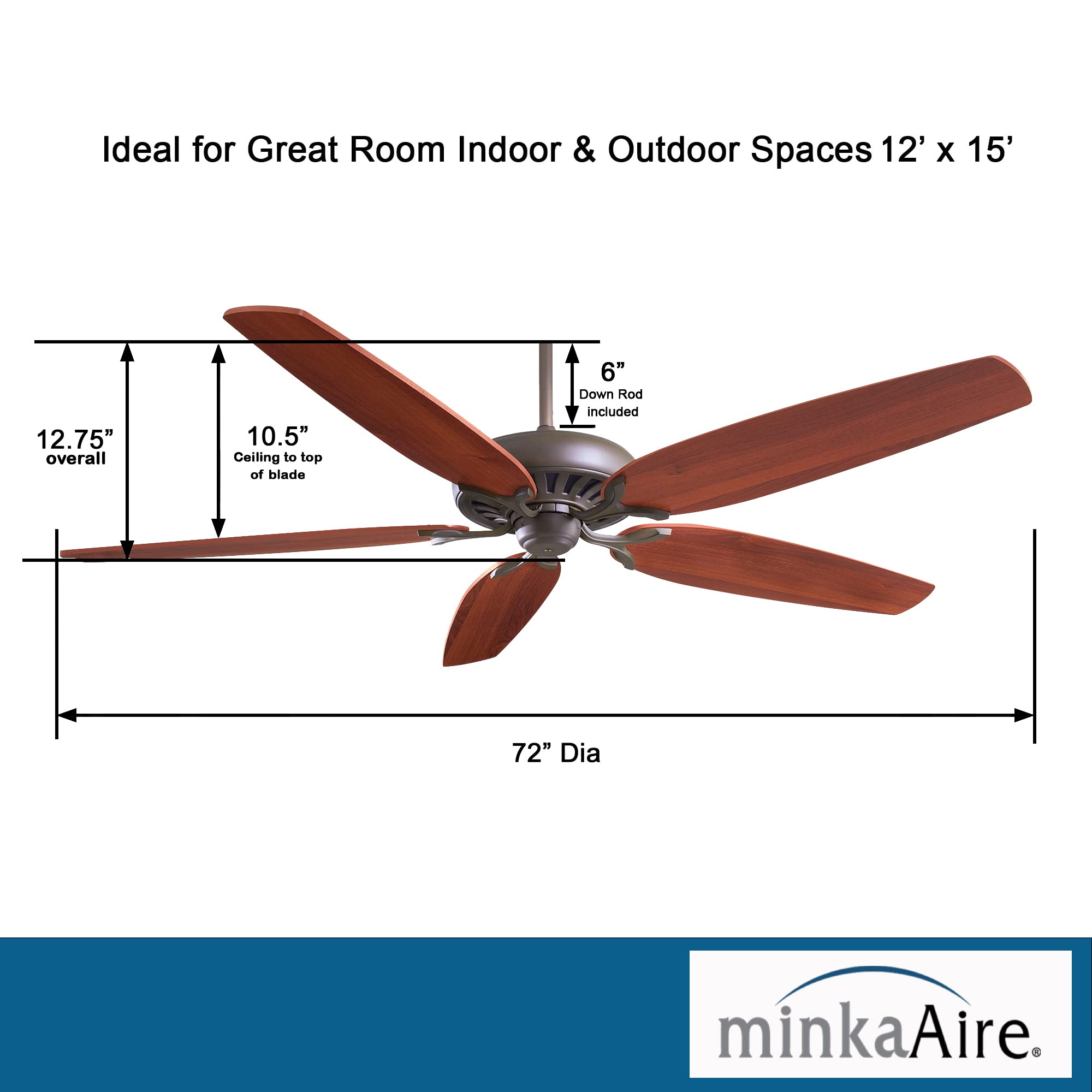 MINKA-AIRE F539-ORB Great Room Traditional 72 Inch Ceiling Fan in Oil Rubbed Bronze Finish