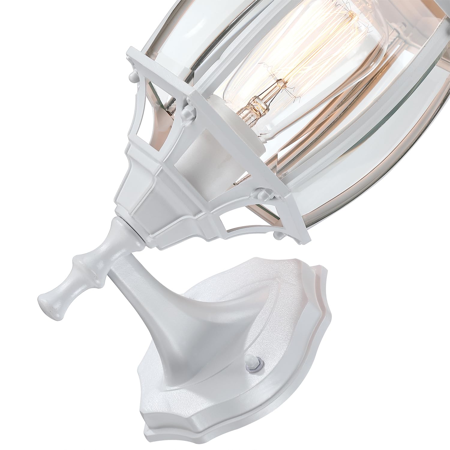 Faymart Lighting 2 Pack White Porch Light - Outdoor Wall Sconce 16.8In White Outdoor Light Fixture For House Garage Metal And Glass Exterior Wall Lantern For Front Door Balcony  E26