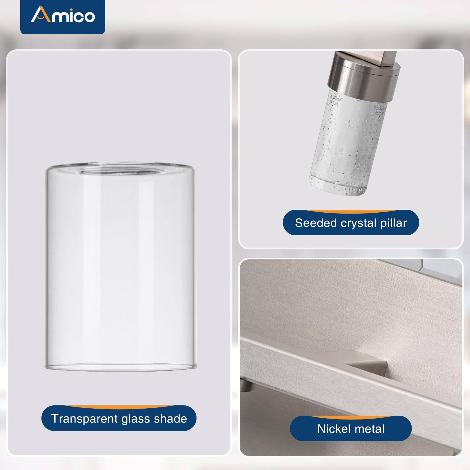 Amico Bathroom Vanity Lights, 4 Lights Brushed Nickel Bathroom Lighting Fixtures With 3Cct Adjustable, Modern Wall Light Over Mi