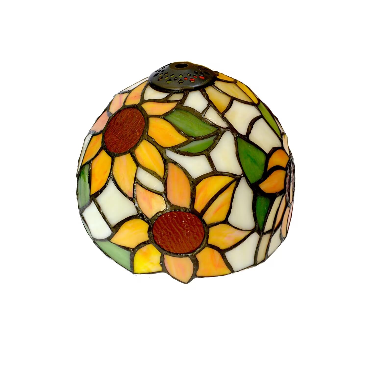 BMXKPO Tiffany Stained Glass Table Lamp, 8 Inch Yellow Sunflower Design, Includes 3 Way LED Bulb, Ideal for Bedroom & Living Room