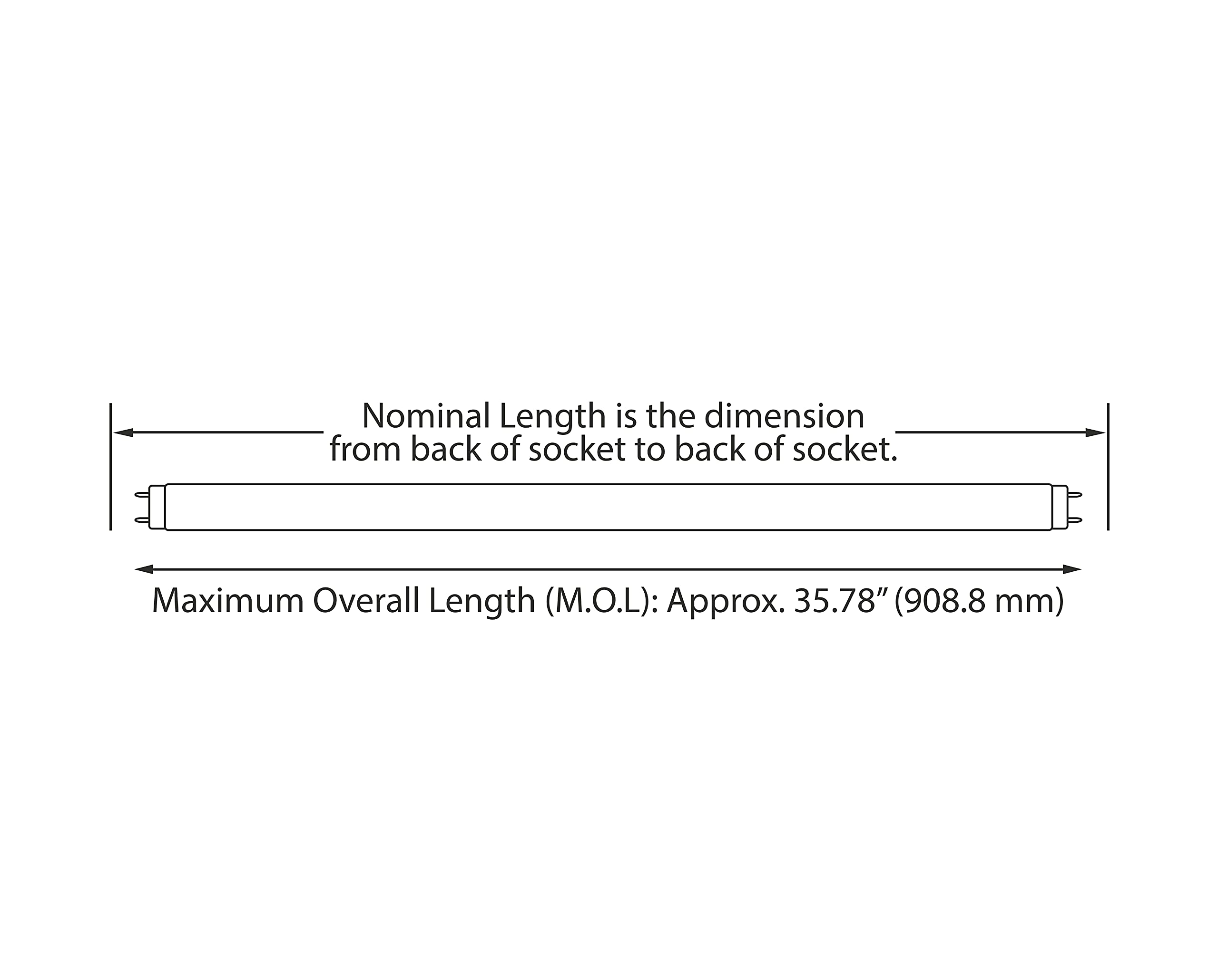 NYLL 3FT LED Tube Light - Daylight 5000K, T8, 30W Fluorescent Replacement, Model RL-F30T8, Plastic