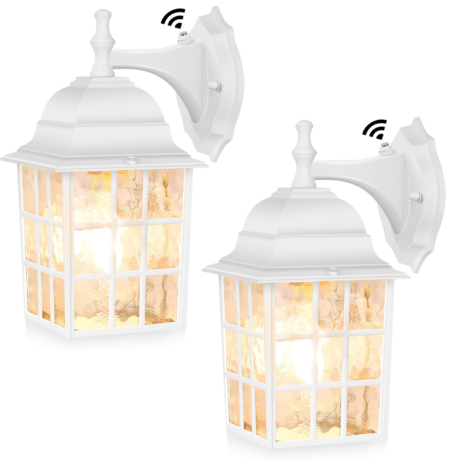 2-Pack Dusk to Dawn Outdoor Wall Light, Waterproof Exterior Wall Lantern Lighting Fixtures with Photocell Sensor, White Outside 