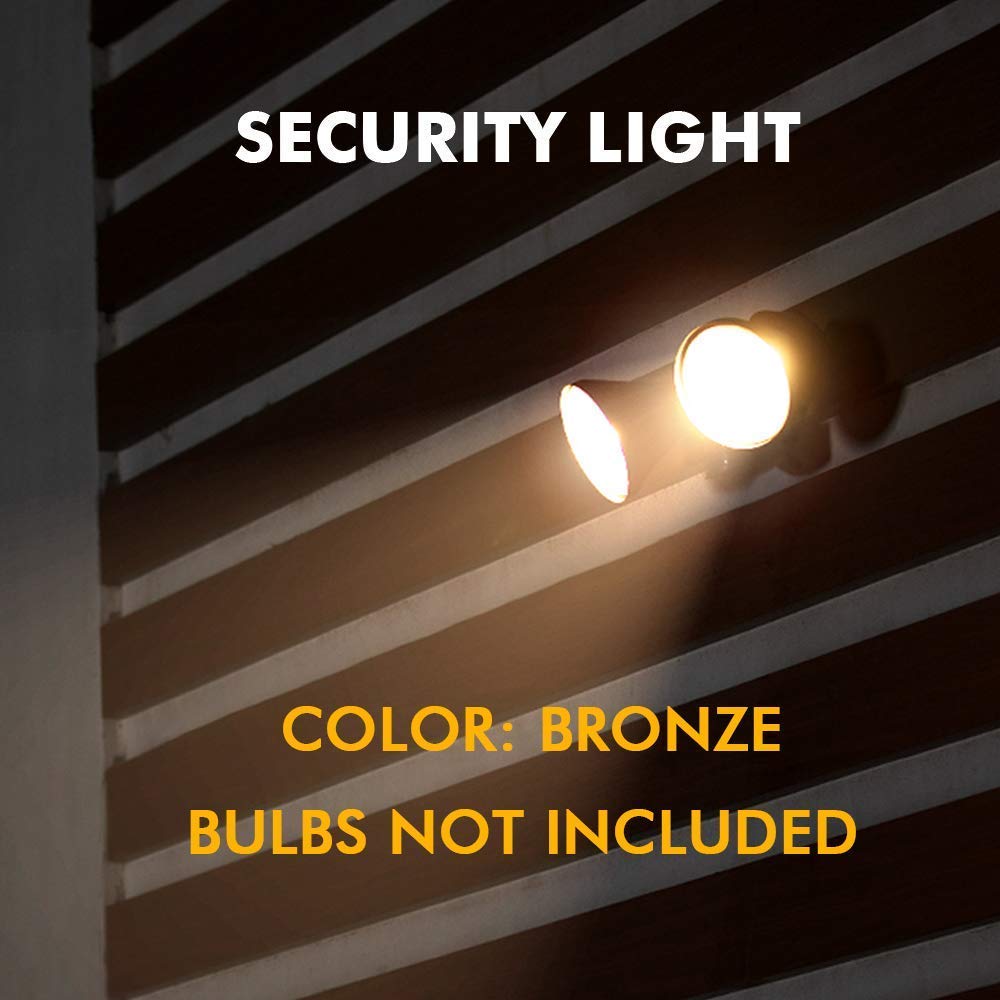 LUTEC Dual-Head Floodlight, 300W Halogen, Motion Activated, Waterproof, Bronze, 1 Pack