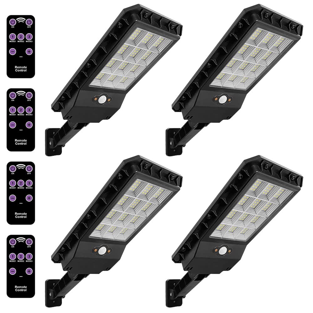 Arily 144 Led Solar Street Light With Remote Control - Outdoor Lights For Garden, Yard, Parking Lot