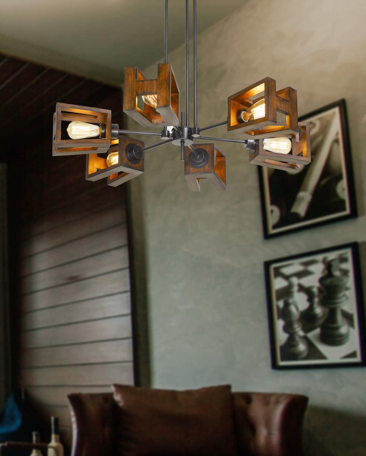Cal Lighting Fx-3739-6 Transitional Six Light Chandelier From Biel Collection In Bronze/Dark Finish, 35.00 Inches