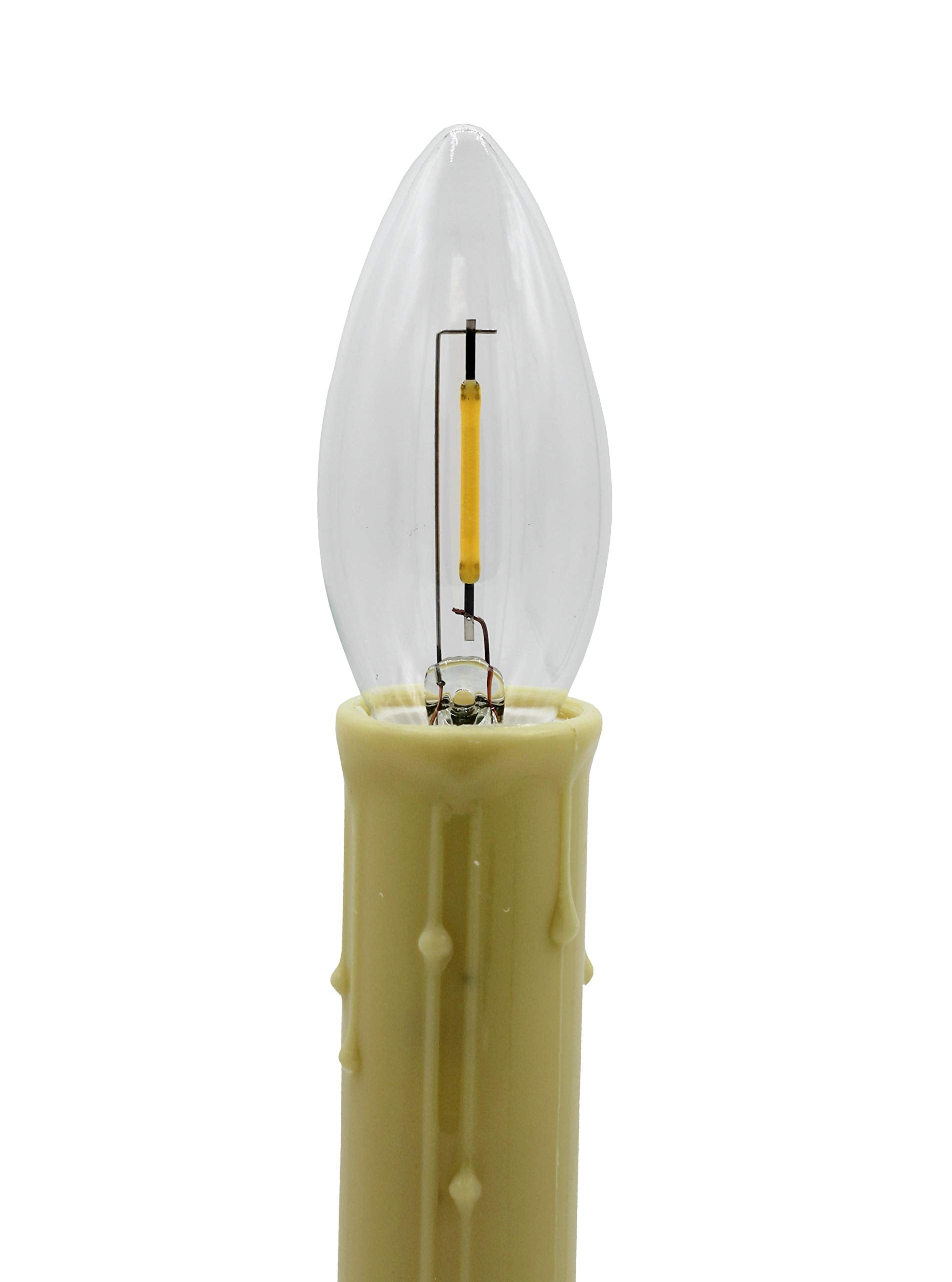 Creative Hobbies LED Replacement Light Bulbs, E12 Candelabra, 7 Watt Equivalent, Clear White, Model 18341, Steady Burning (12 Pack)