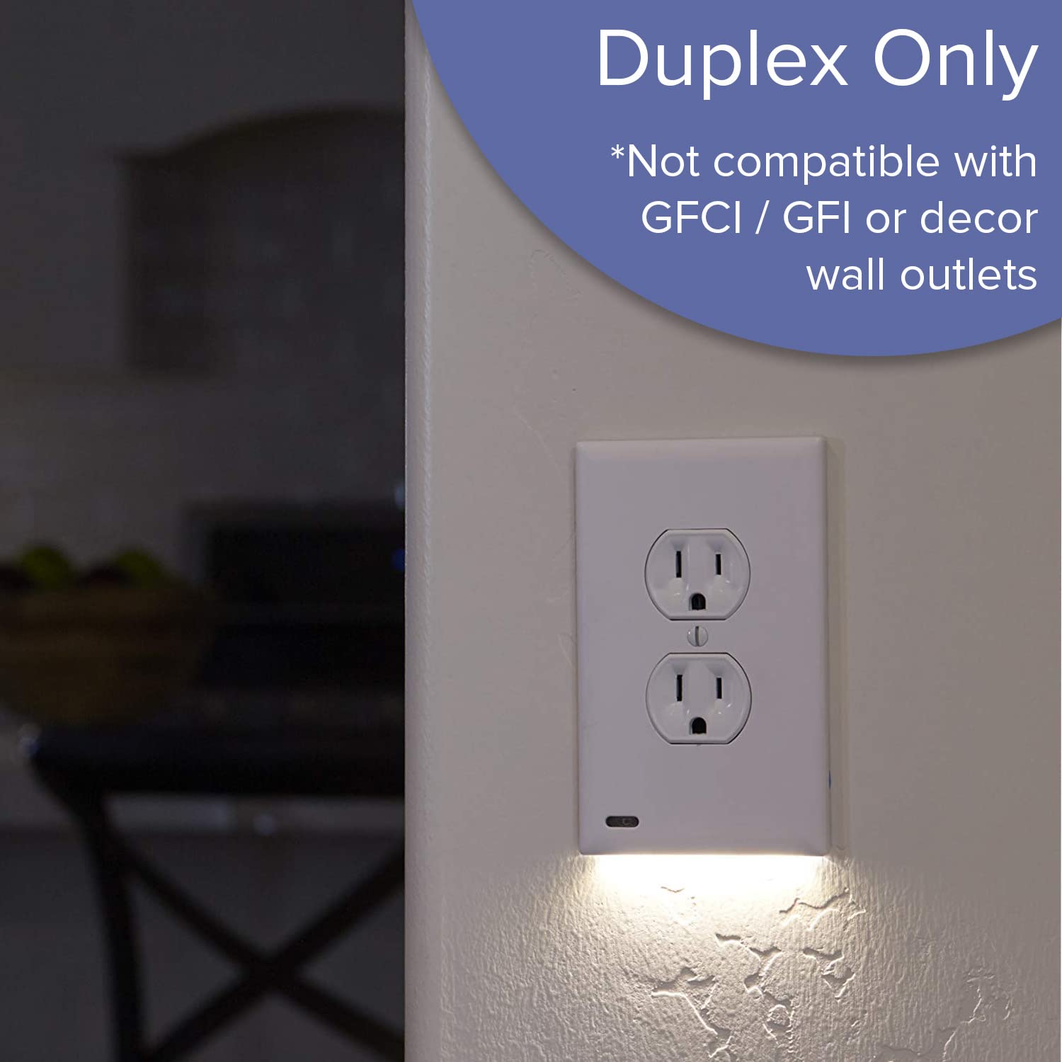 SnapPower GuideLight 2 Duplex Outlet Wall Plate with LED Night Lights, Auto On/Off Sensor, Light Almond
