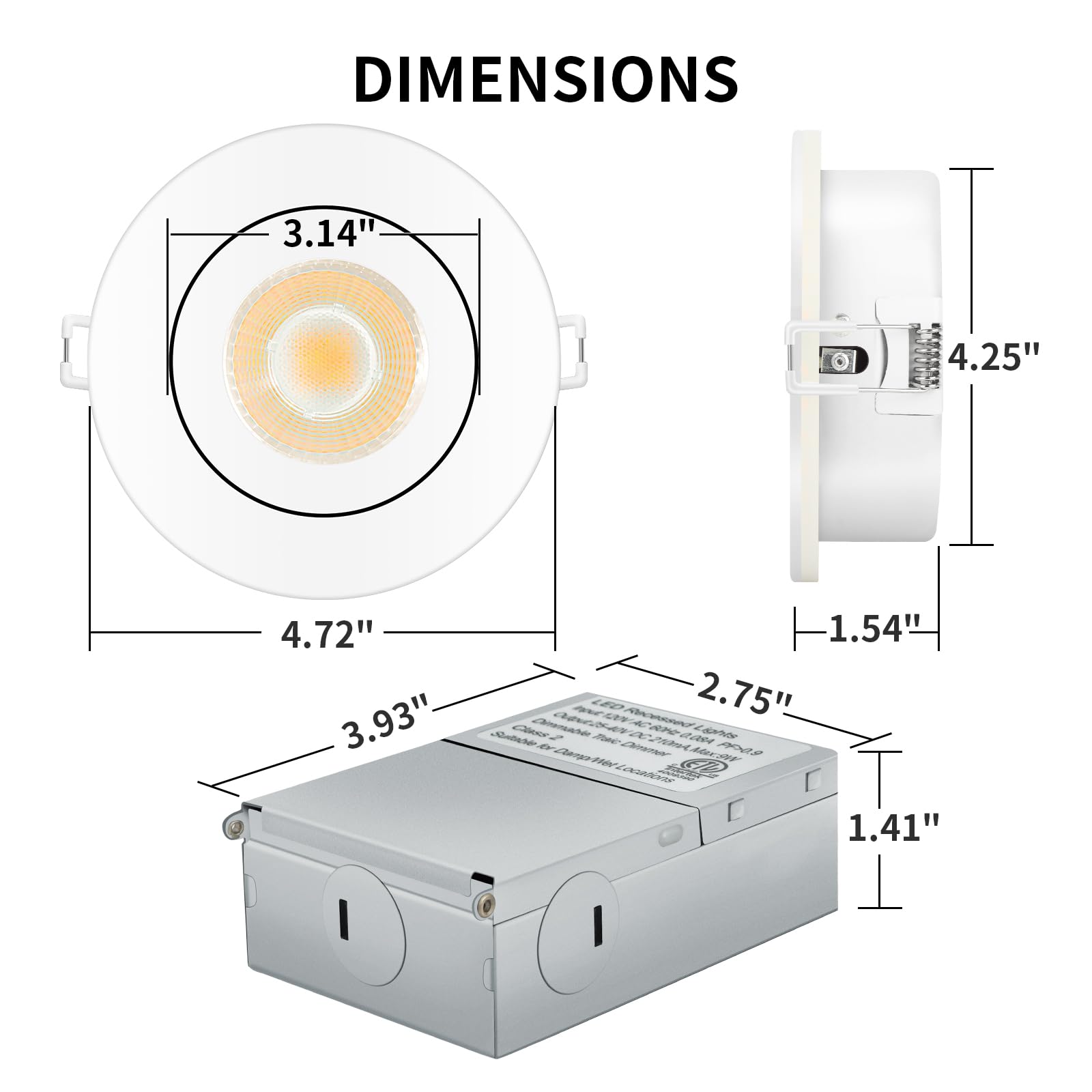 Knlnny Ware Eyeball Recessed Lighting 4 Pack, Ajustable Gimbal Recessed Ceiling Light With Junction Box,5 Cct(2700K-6500K) Selec