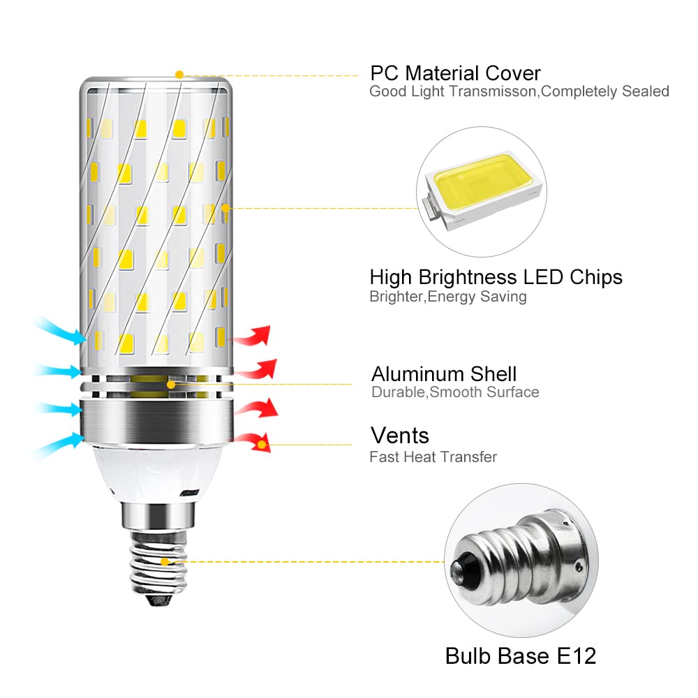 Ygs-Tech E12 Led Bulb, 3000K Warm White Light Bulbs, 16W 1500Lm Led Corn Bulb, 120W Incandescent Bulb Equivalent, Non-Dimmable L