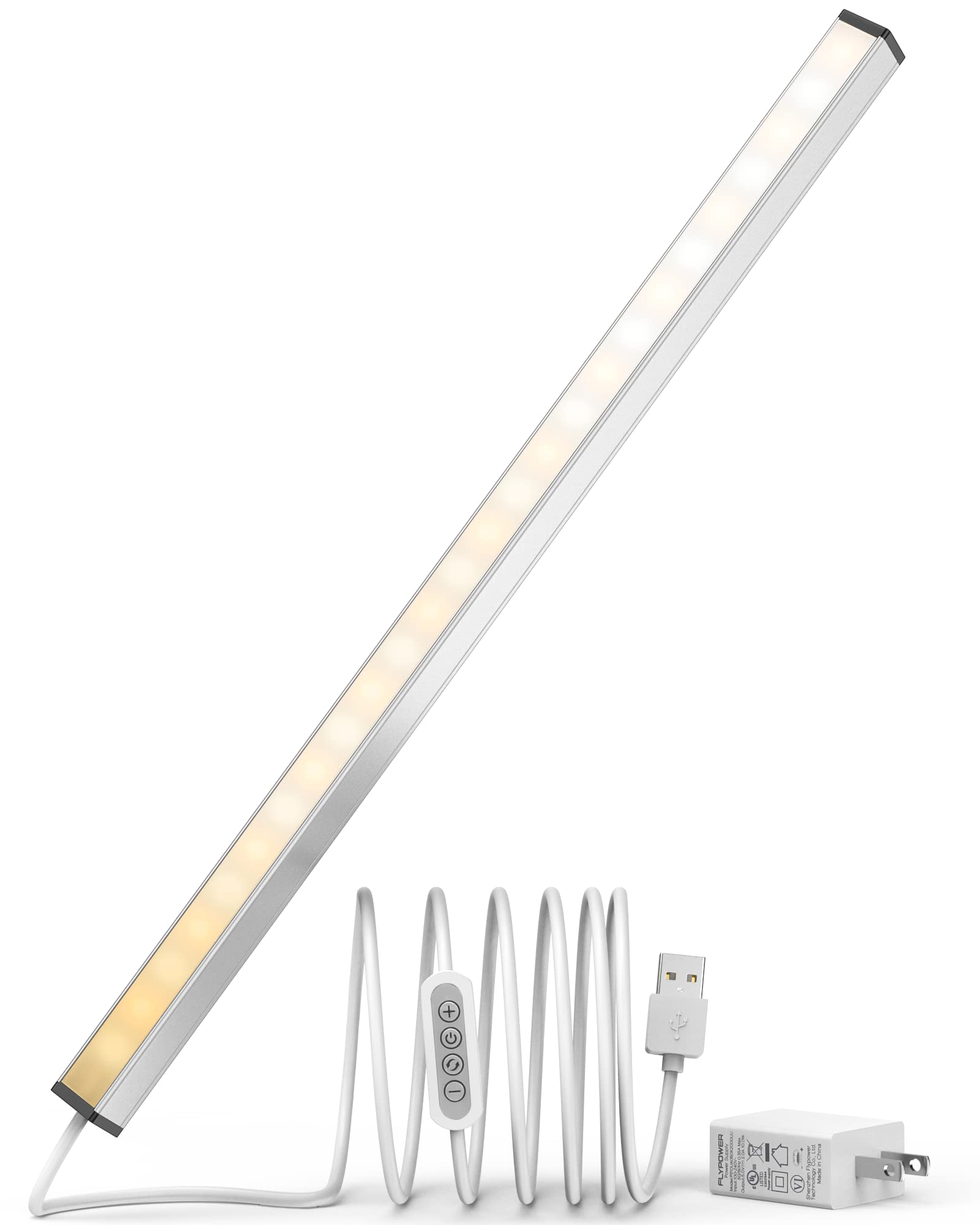 ASOKO LED Under Cabinet Lighting, Dimmable USB Light Bar, 14.5in, Color Changing 2700K/4000K/6000K, Aluminum, Model: led