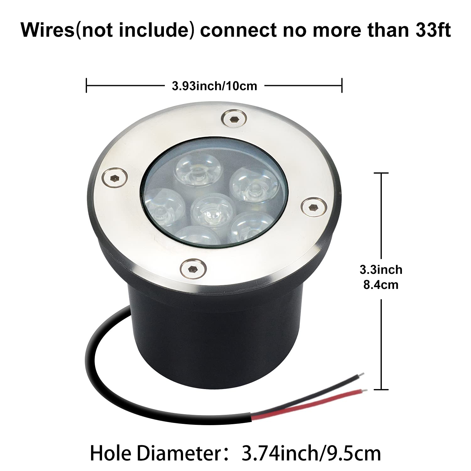 JESLED 6W LED Landscape Lights, IP67 Waterproof 6000K Cool White, 6-Pack Aluminum Ground Lights for Yard, Deck, Driveway, Patio