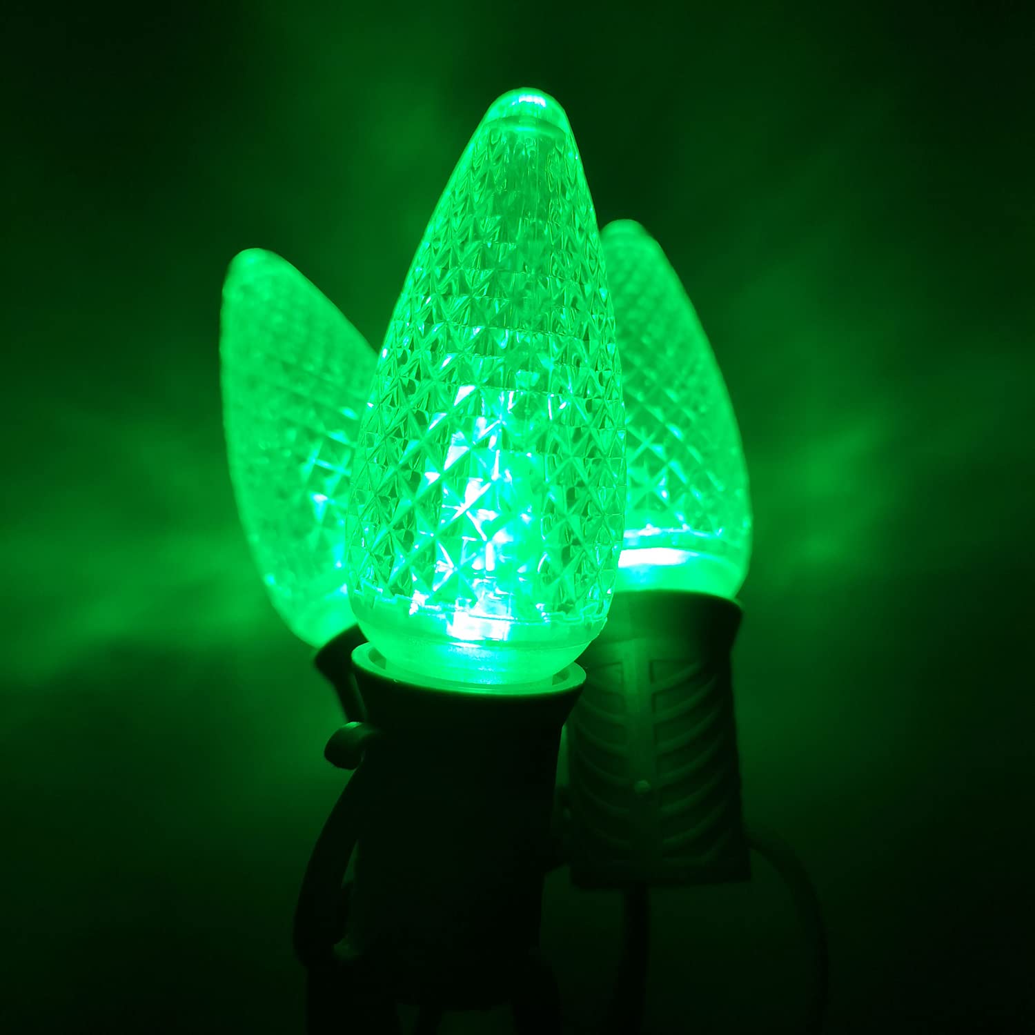 Rainmin Durable 25 Sets Of C7 Led Christmas Light Bulbs,E12 Faceted Green Led Light Bulbs For Outdoor&Indoor Use(Green)