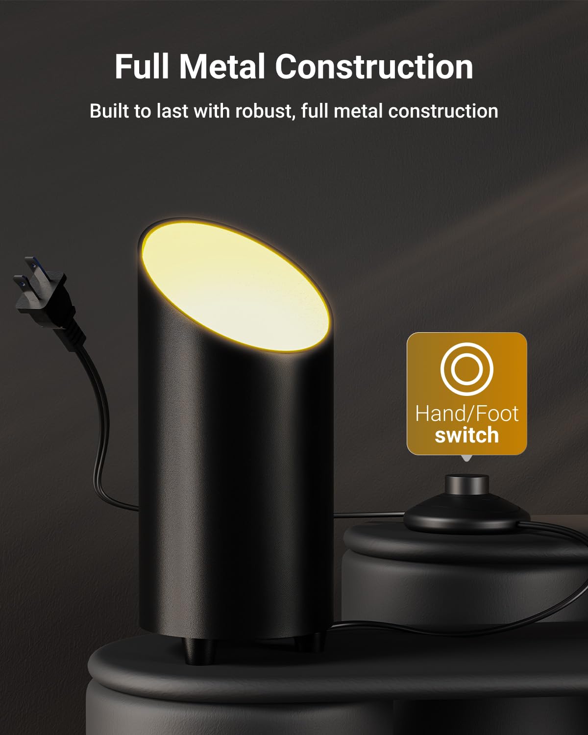 Sunco Lighting 7W LED Floor Can Light Spotlight - 450 LM, 3000K Warm White, Black, Indoor Uplighting with Foot Switch, 2 Pack