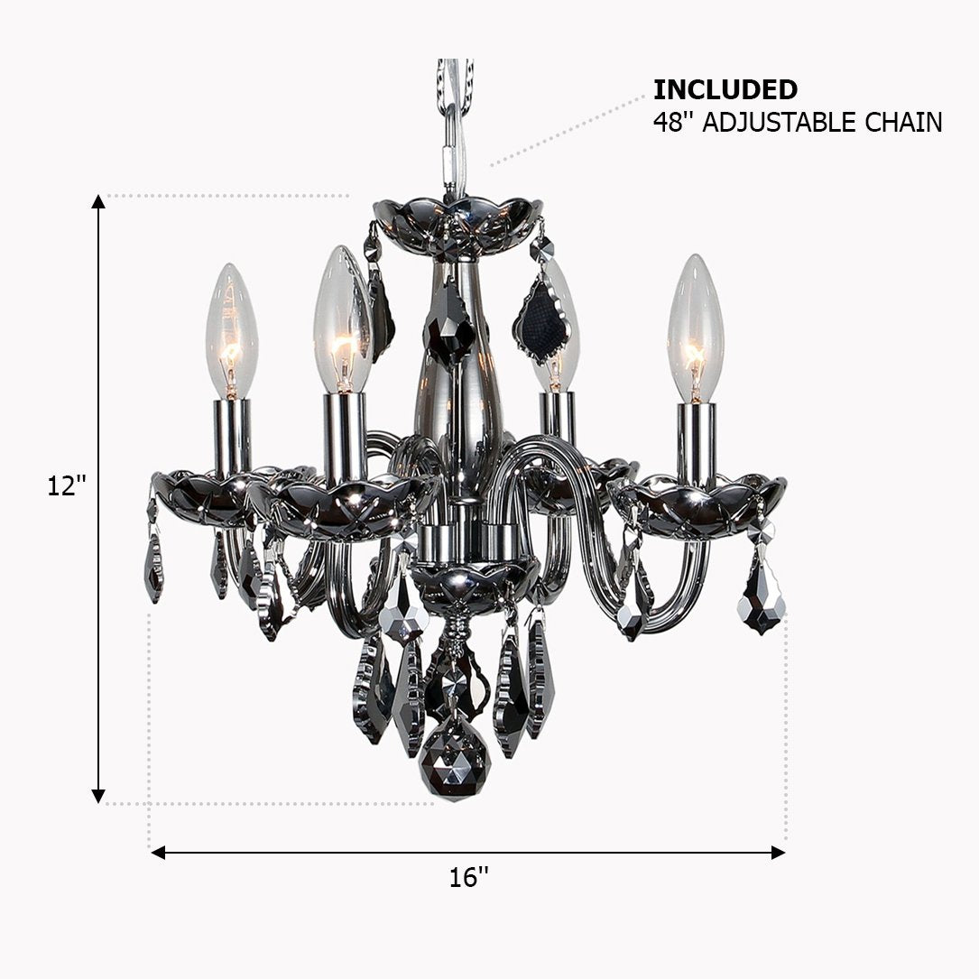 Worldwide Lighting W83100C16-Ch Clarion Collection 4 Light Crystal Chandelier, Mini, Chrome