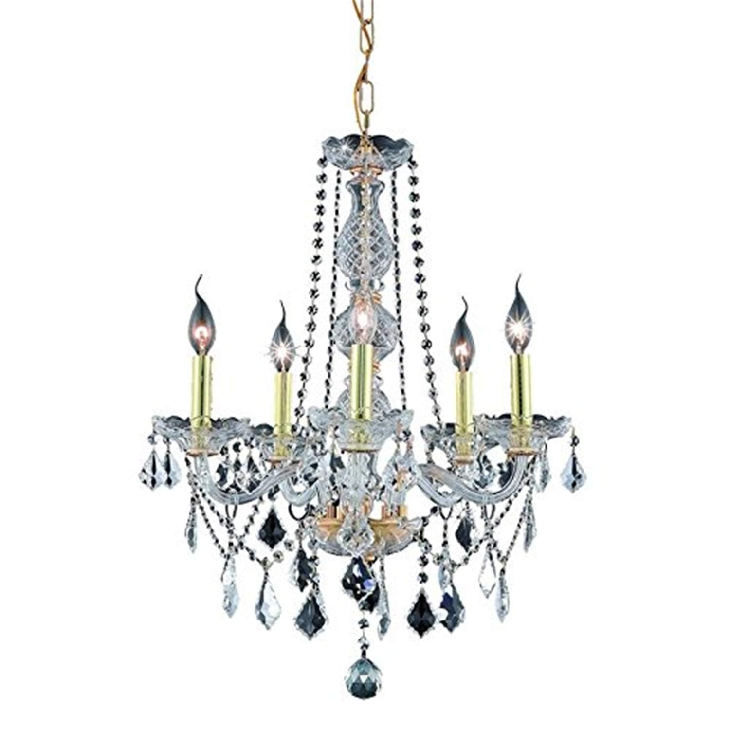 Elegant Lighting Value Verona 5 Light Gold Chandelier Clear Royal Cut Crystal