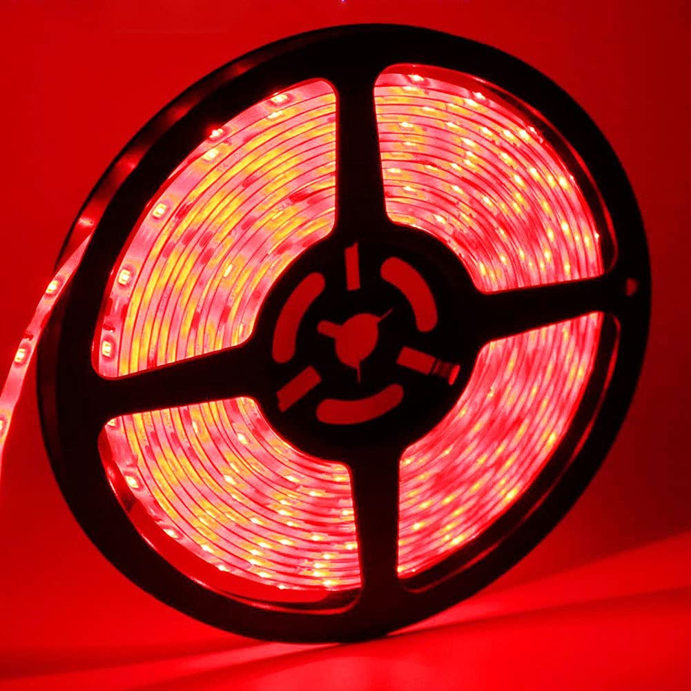 SUYOOULIN LED Strip Lights, SMD 2835, 16.4Ft, 1200 LEDs, 26000LM, Non-Waterproof IP21, Red, High