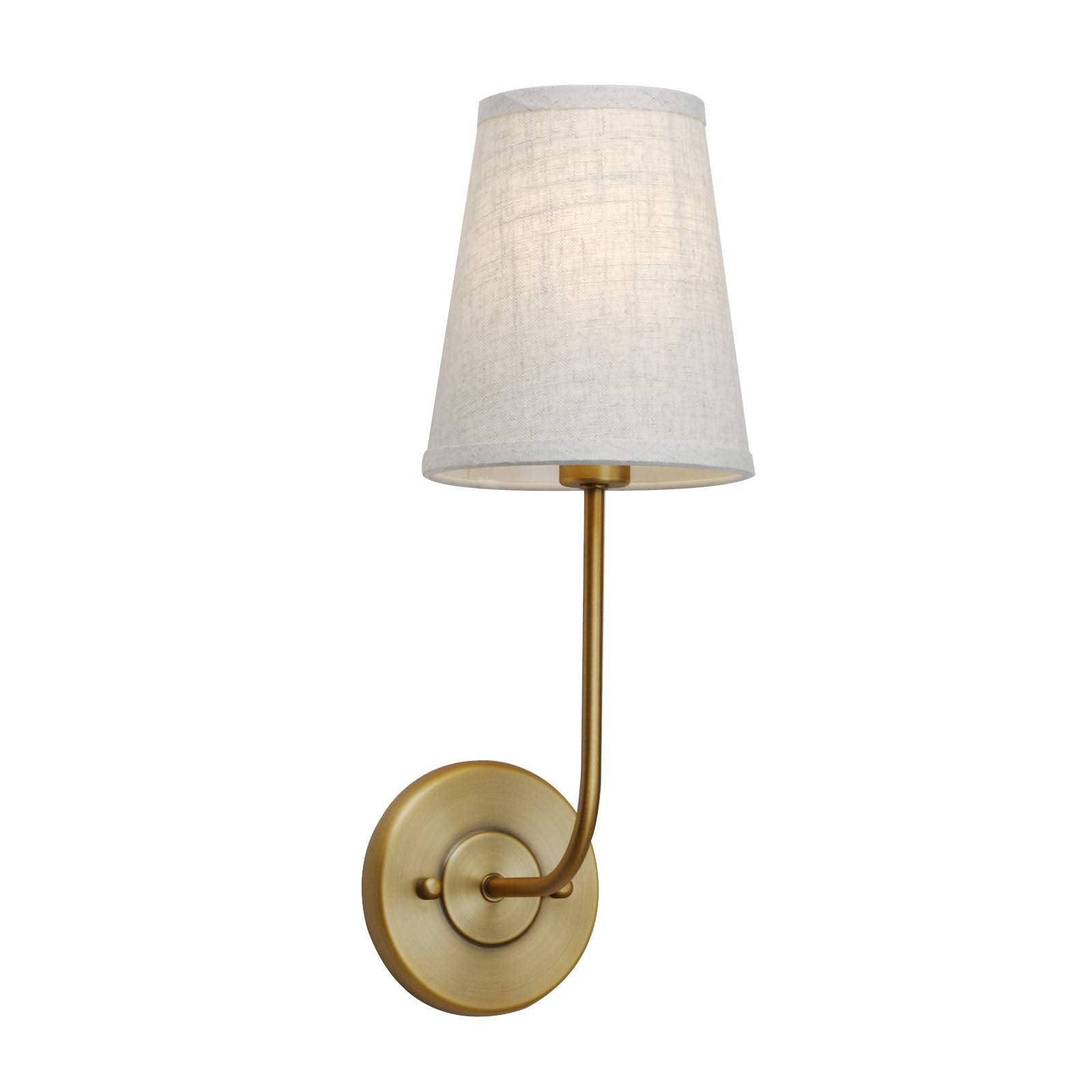 PERMO Classic Wall Sconce with Flared Funnel Linen Fabric Shade Nightstand Rustic wall Mount Lamps for Bedroom Bedside Reading R