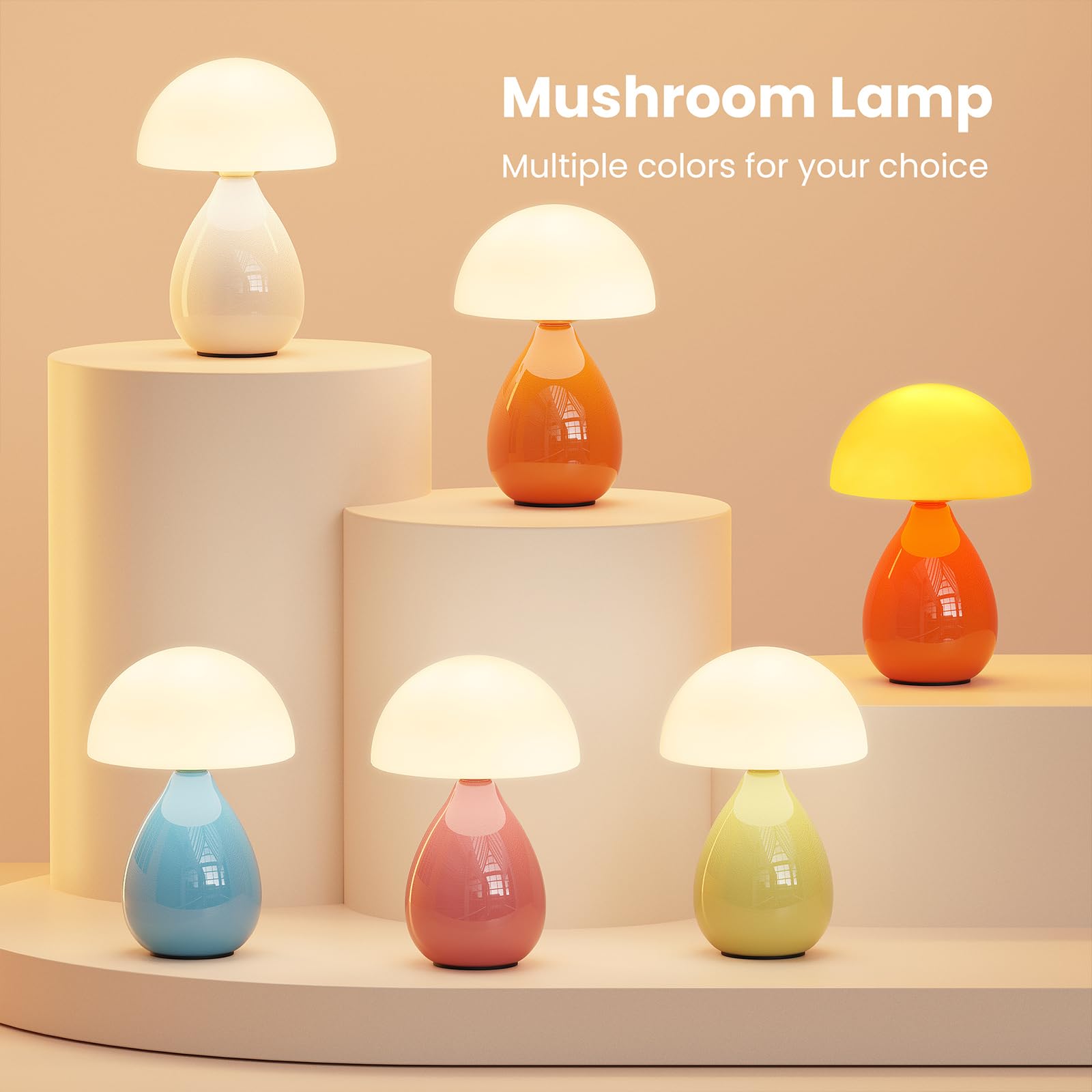 Vanbolon Mushroom Lamp, Mini Modern Lamp Small Vintage Table Bedside Nightstand Light, Small Light Dimmable For Bedroom, Living