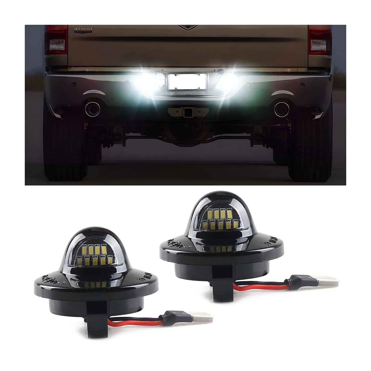 Besulen 2Pcs Car Led License Plate Lights  White Bright Light Rear Bumper Tag Lights  Assembly Oem Replacement Auto License Plate Light  For Pickup Truck F150 F250 F350 And More