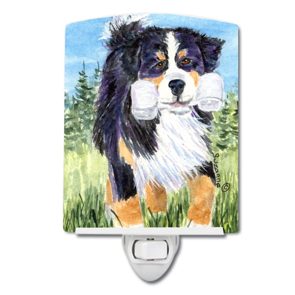 Caroline'S Treasures Ss8860Cnl Bernese Mountain Dog Ceramic Night Light Compact, Ul-Certified, Ideal For Bedroom, Bathroom, Nursery, Hallway, Kitchen, 6X4X3, Multicolor