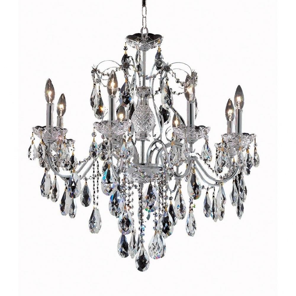 Elegant Lighting 2016D26C/RC Royal Cut Clear Crystal St. Francis 8-Light, Single-Tier Crystal Chandelier, 26&quot; x 23&quot;, Finished in Chrome with Clear Crystals