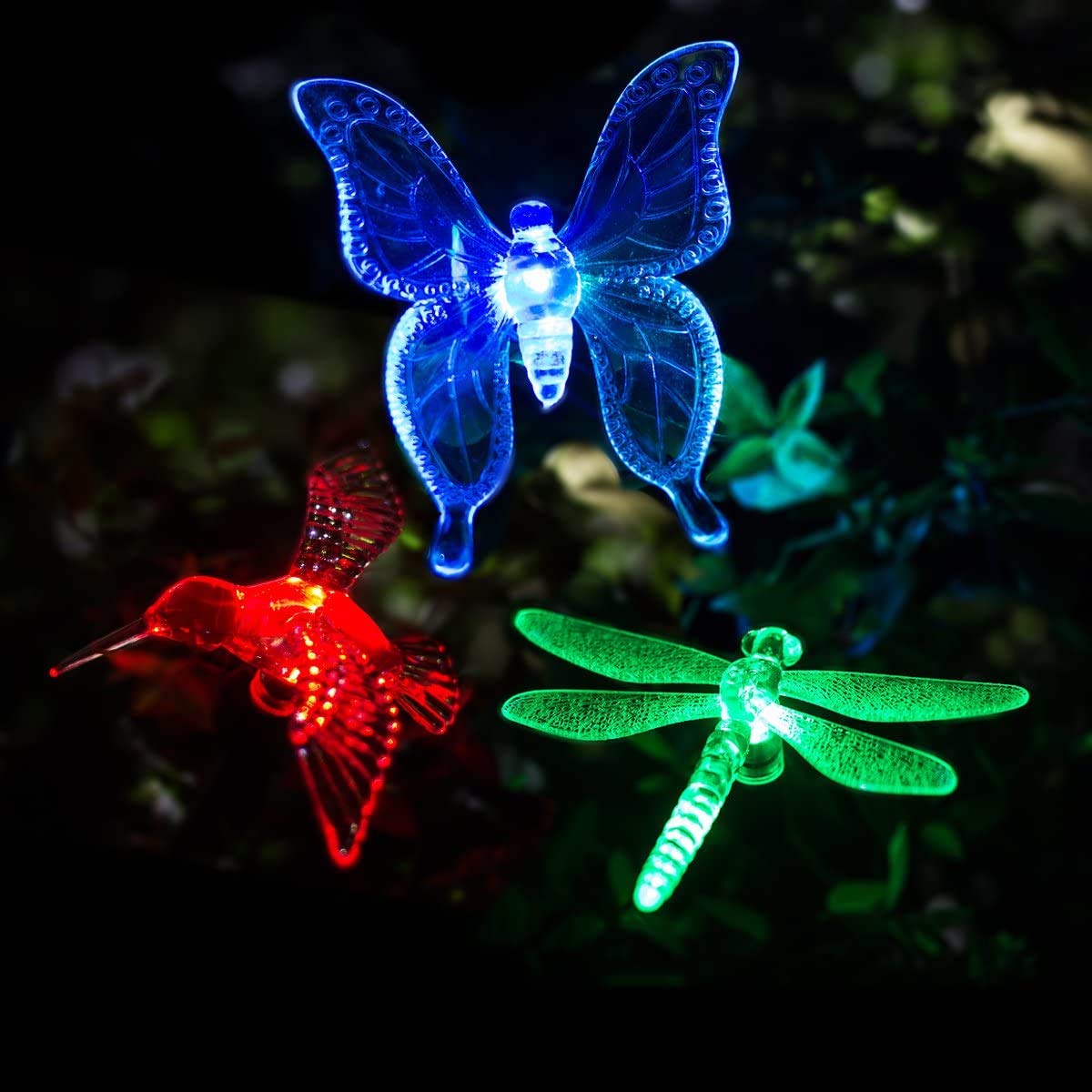GIGALUMI Solar Garden Lights, 3 Pack Solar Garden Lights, Solar Christmas Decoration Color Changing LED, Outdoor Solar Lights Decorative for Pathway, Garden, Lawn, Patio, Driveway